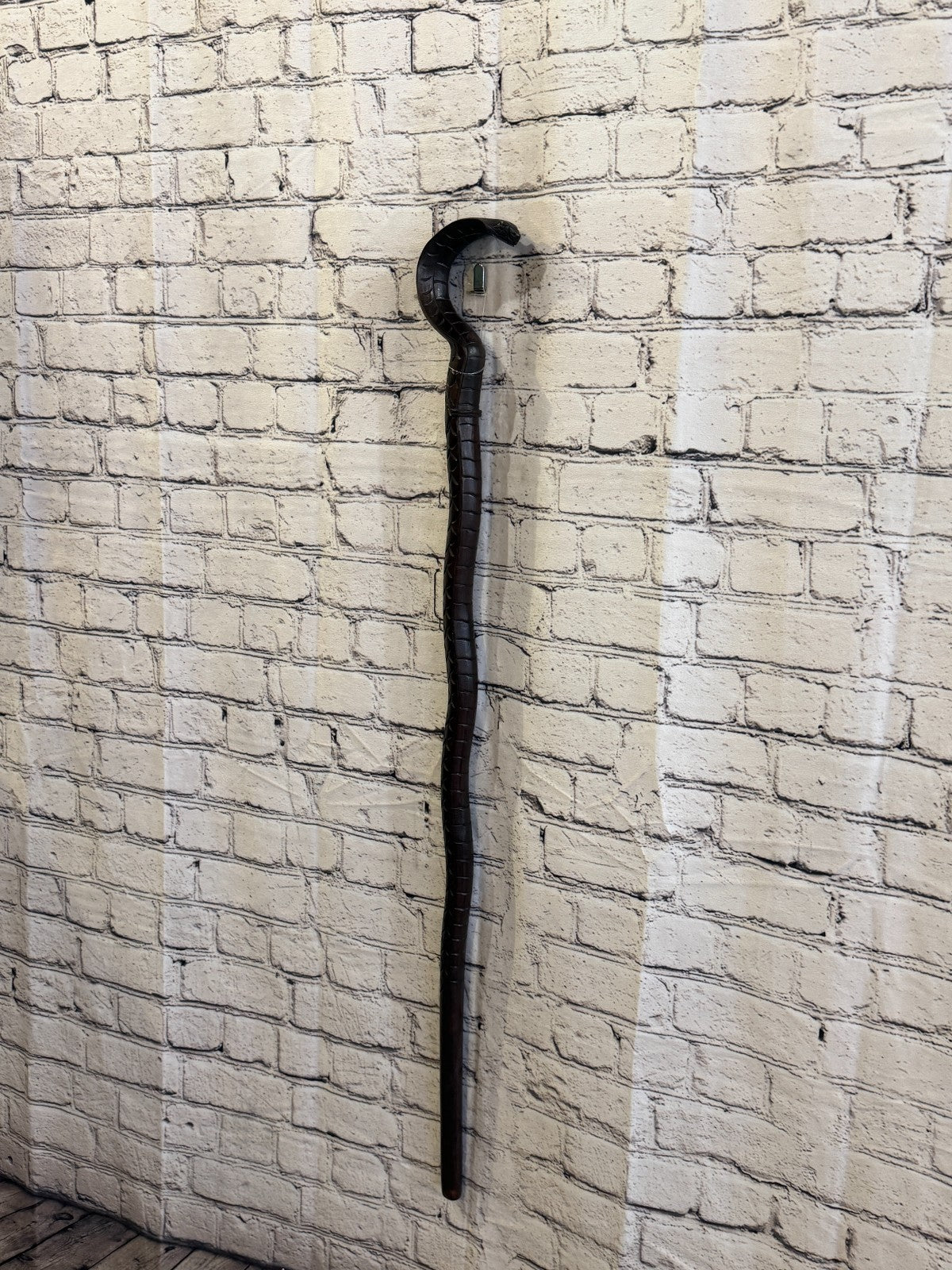 King Cobra Head 90cm Tribal African Walking Stick Cane Hand Carved Dark Wood2