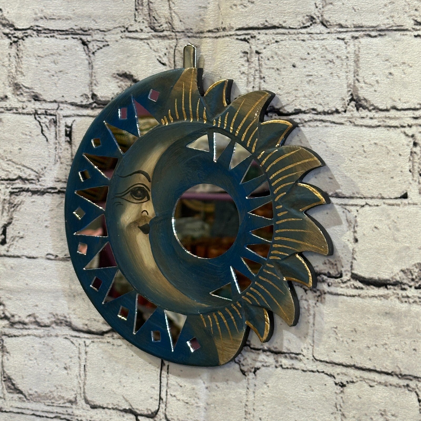 Blue Half Moon Mosaic Tile Wall Mirror 20cm x 20cm 8 Inches Handmade Fairtrade1