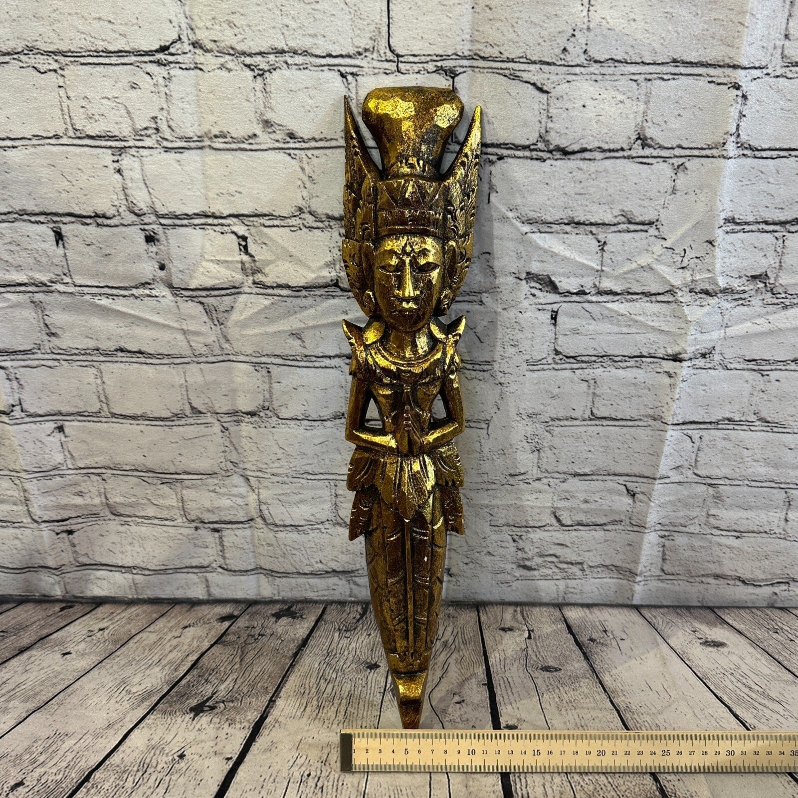 Gold Antique Colour Sita Dewi Bali Rice Goddess Wings Mermaid Wood 50cm Pair9