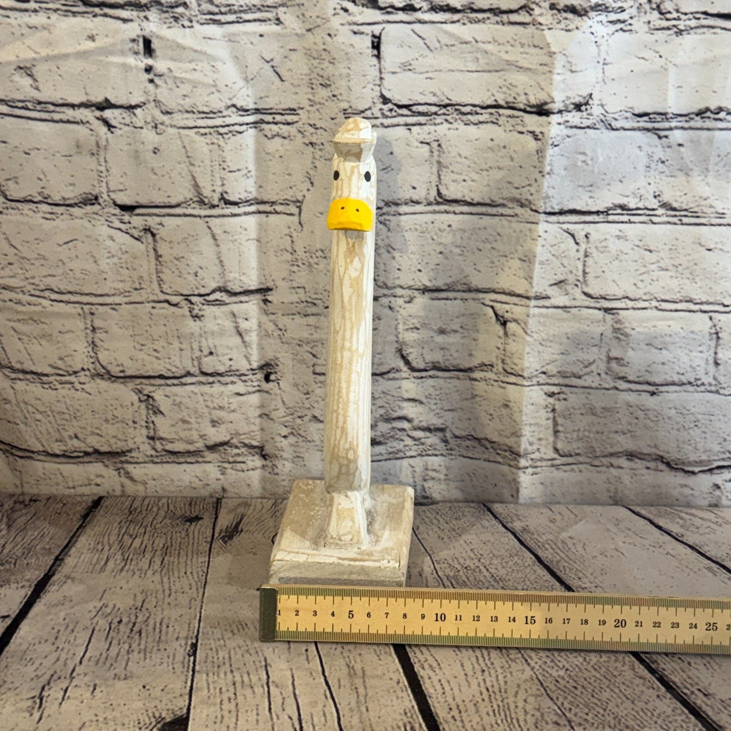 Looking Forward 28cm Tall Wooden White Duckling Baby Duck Shabby Wood Fairtrade7
