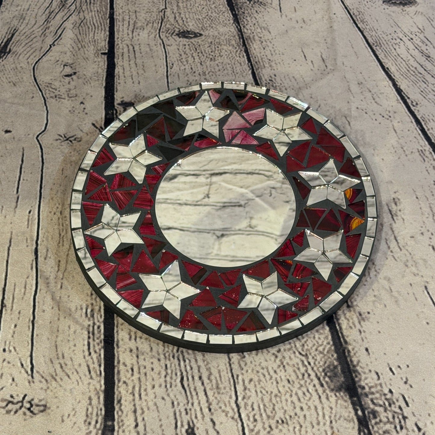 Red Star Black Mosaic Tile Wall Mirror 20cm x 20cm 8 Inches Handmade2