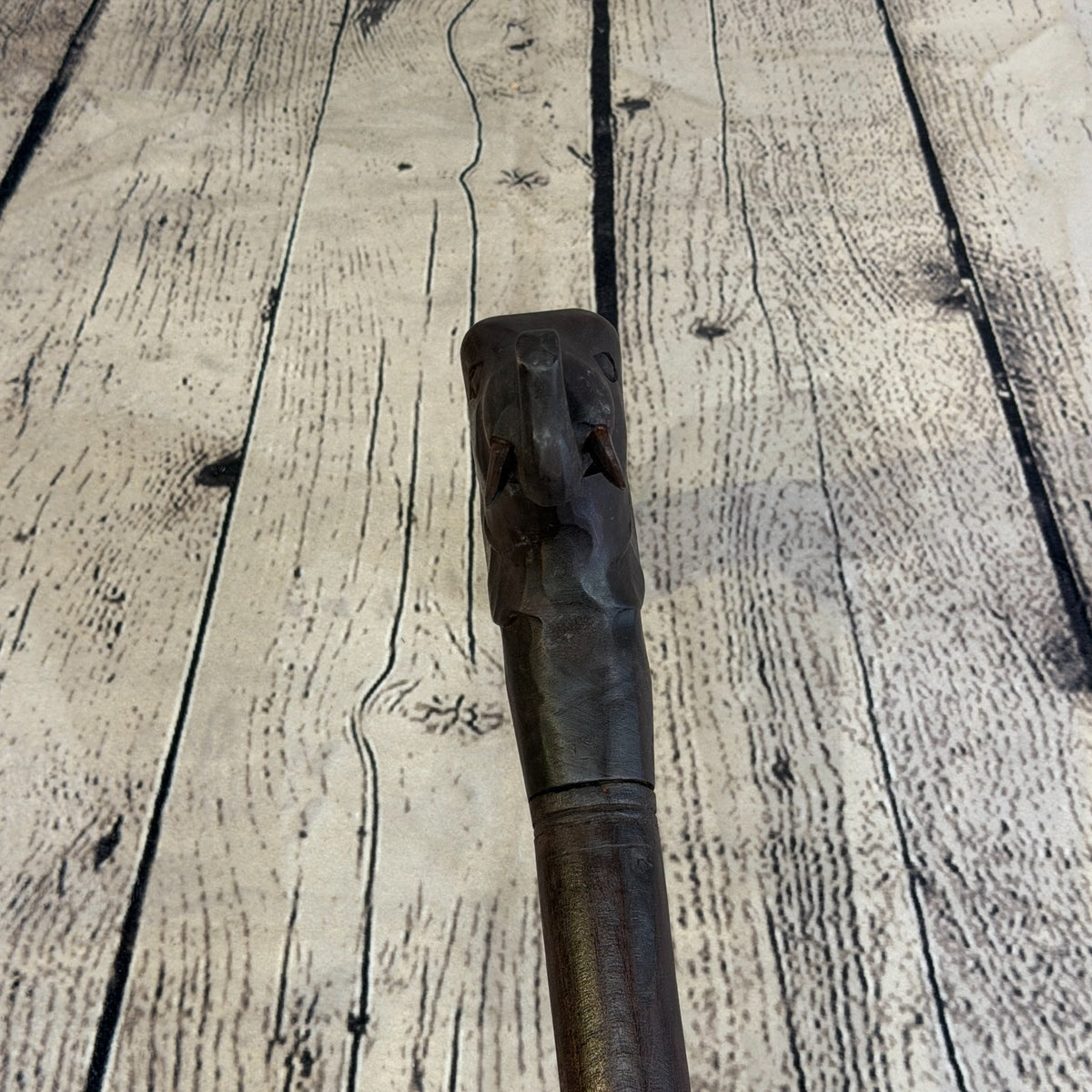 Elephant Head 90cm Tribal African Walking Stick Cane Hand Carved Dark Wood5