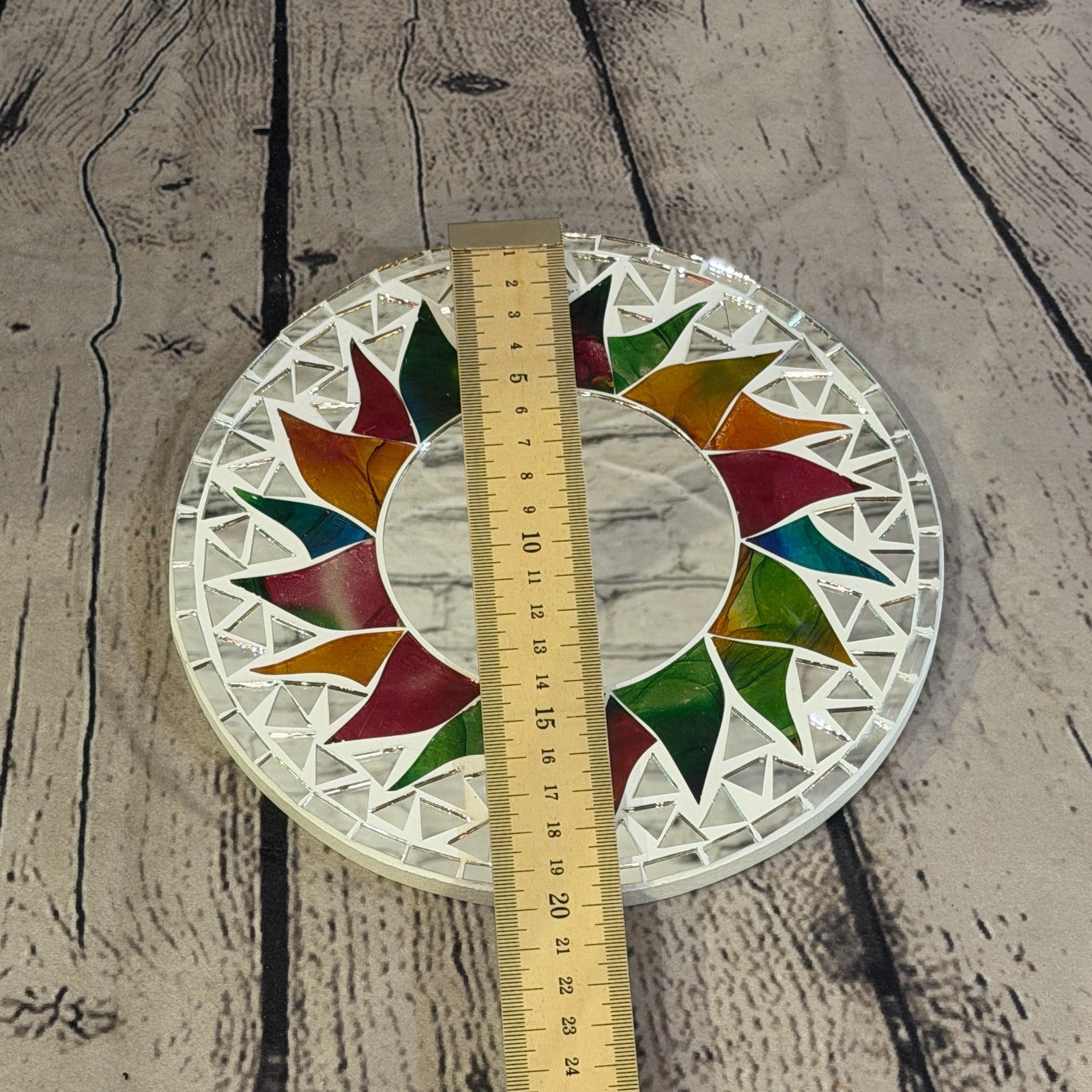 Rainbow White Sun Flame Mosaic Tile Wall Mirror 20cm x 20cm 8 Inches Handmade4