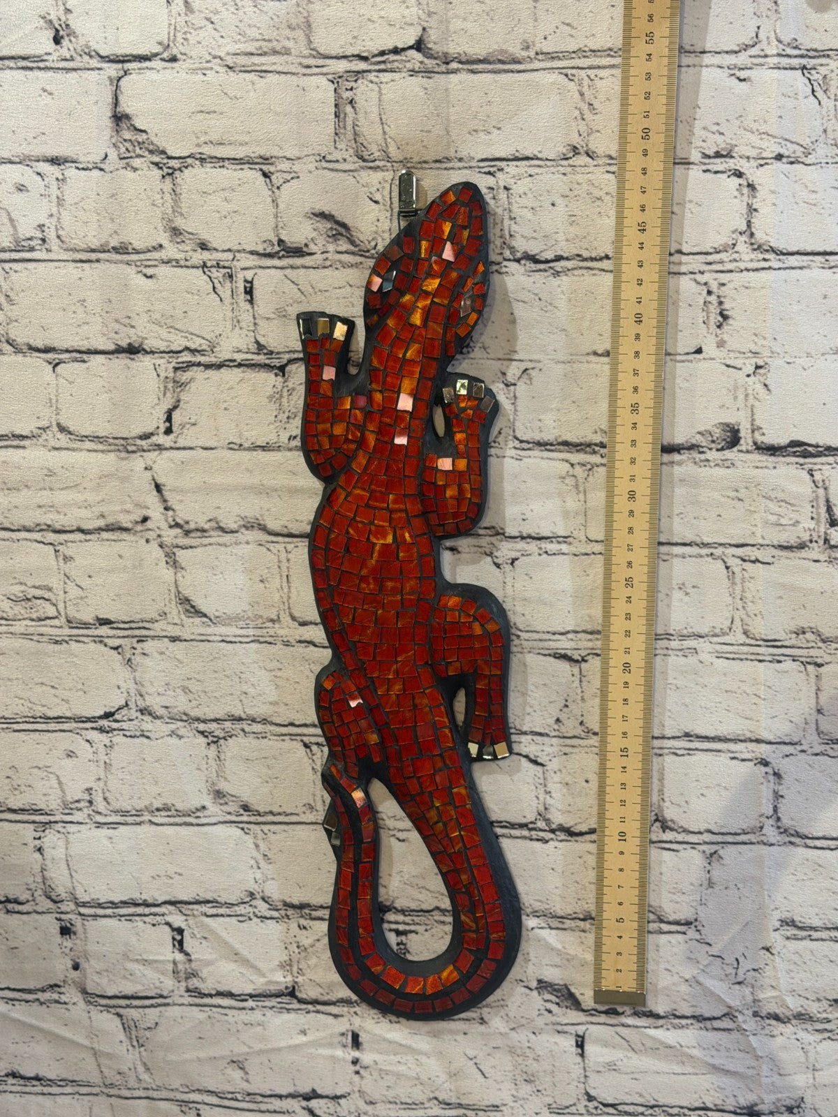 50cm Gecko Orange Mosaic Wall Hanging Wooden Ornaments Wood Carving4
