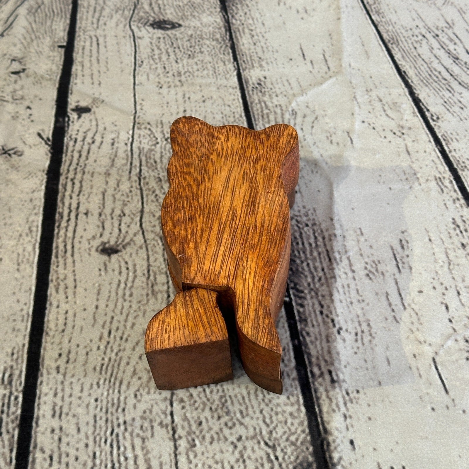 Carved Standing Owl 4 Bit Wooden Puzzle Box Secret Box Magic Trinket Handmade2