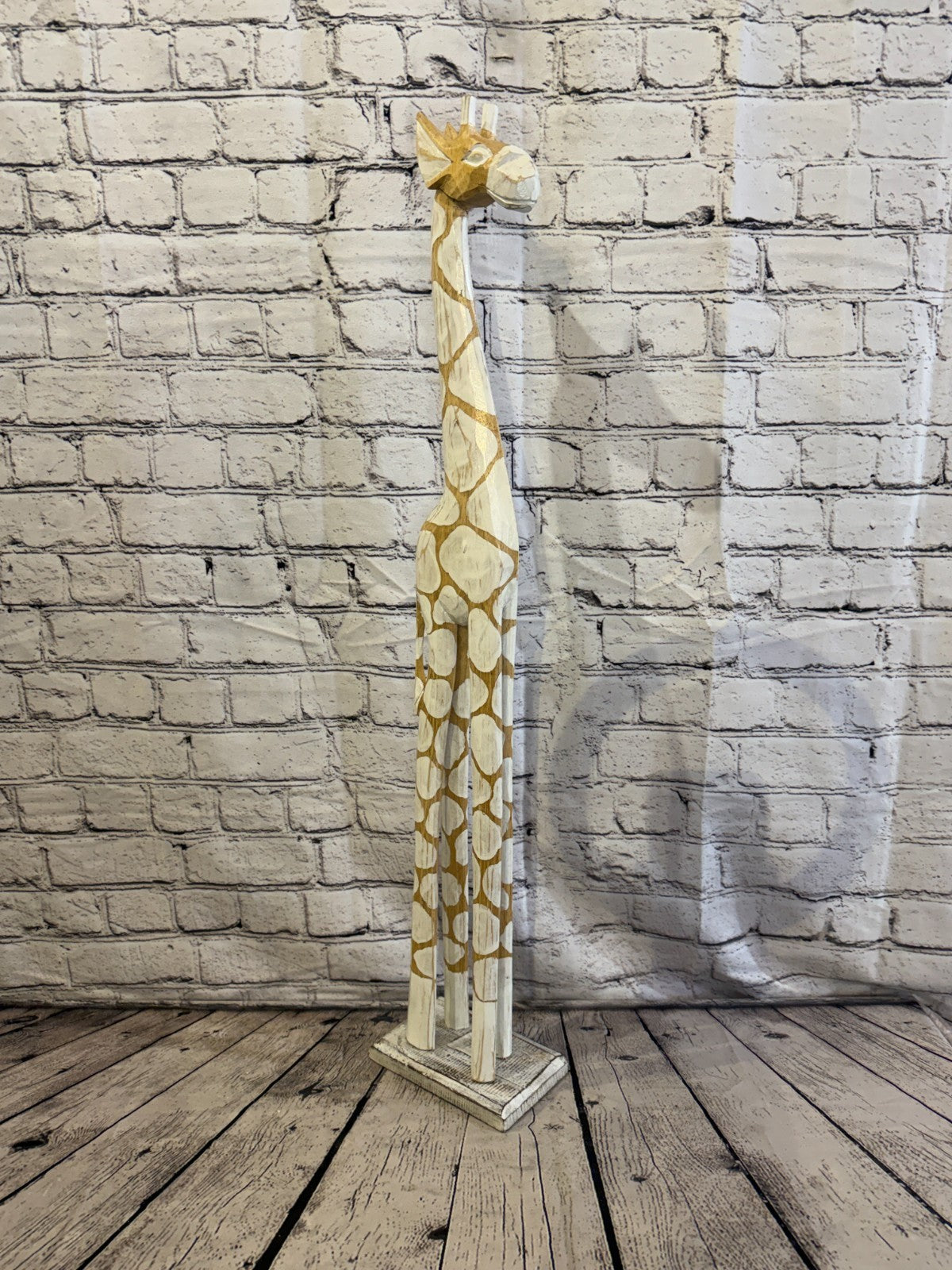 80cm White Dot Wooden Giraffe Standing Single Carved Solid Wood Giraffe Handmade2
