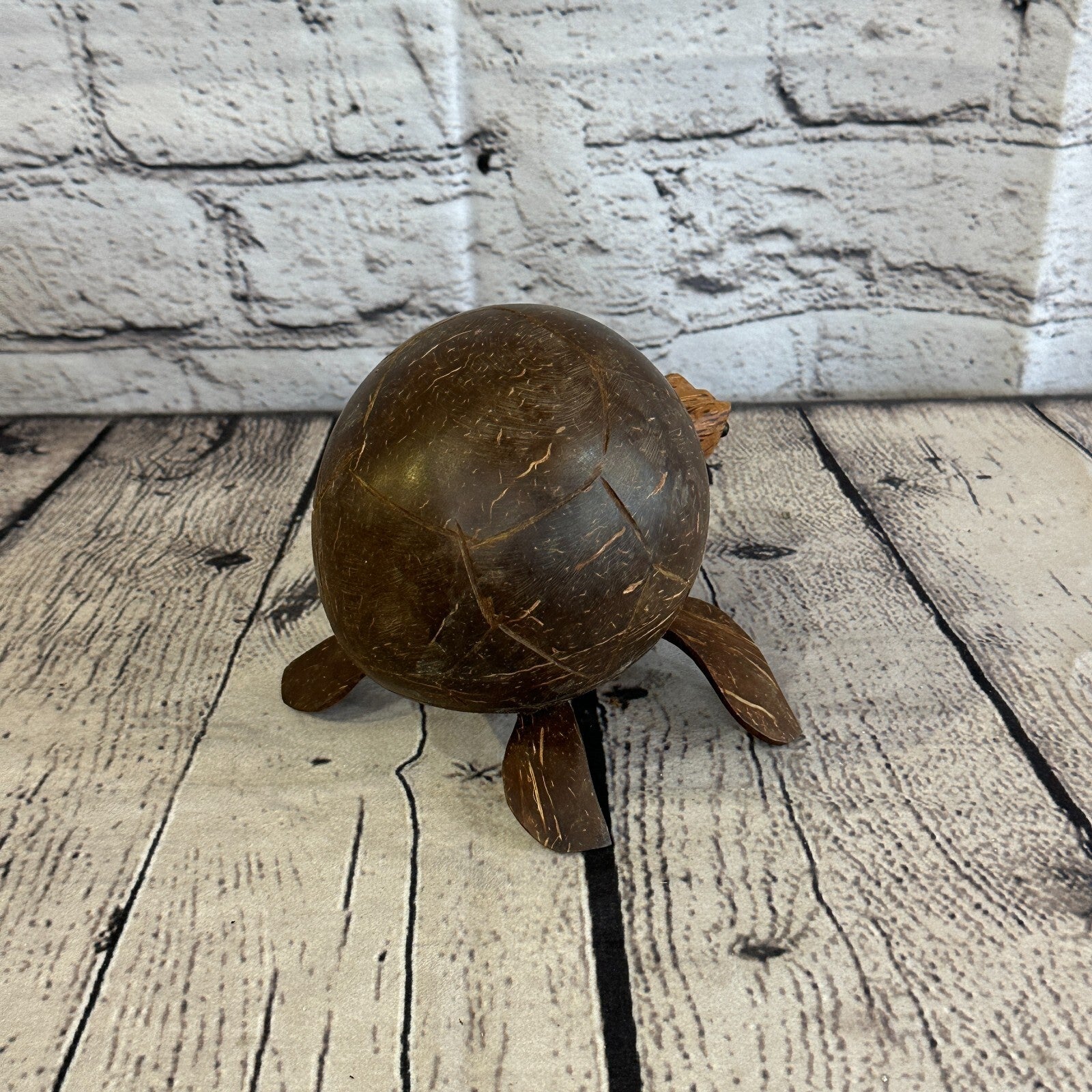 12cm Mixed Carved Full Coconut Shell Wood Turtle Bobble Head Moving Tortoise4