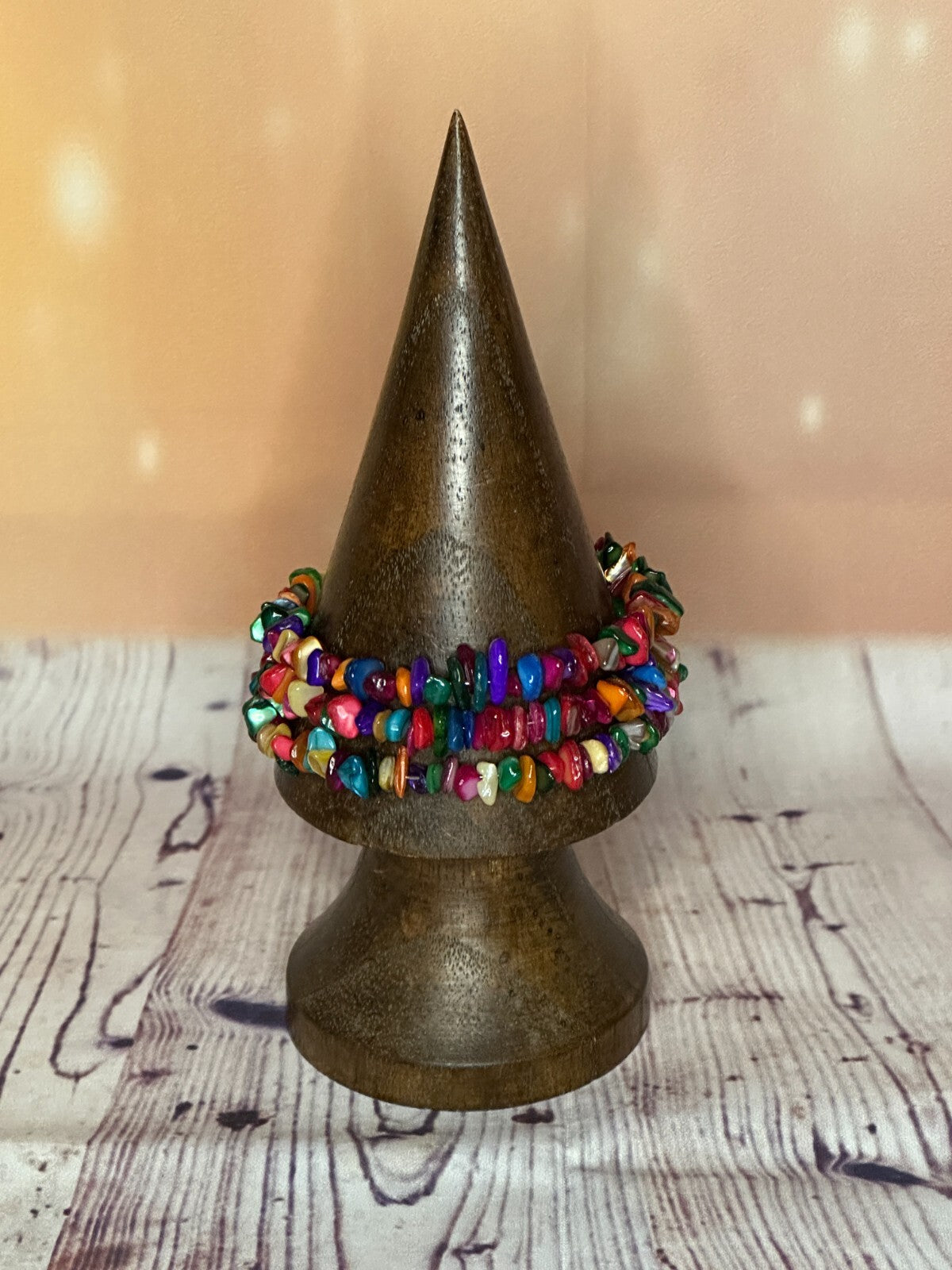 Dyed Shell Semi Precious Stone Chip Memory Wire Bracelets For A Adult Wrist0