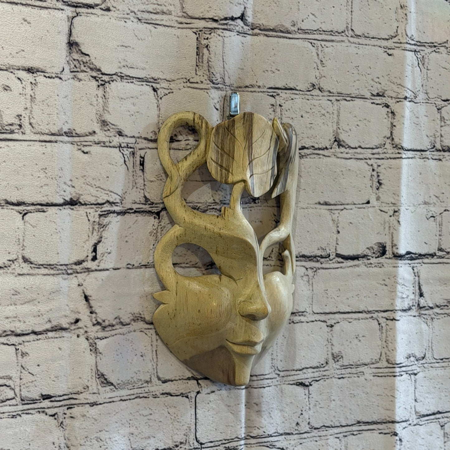 Wooden Soulmate Mask Wall Art Hibiscus Wood Hand Carved Fair Trade Design 21