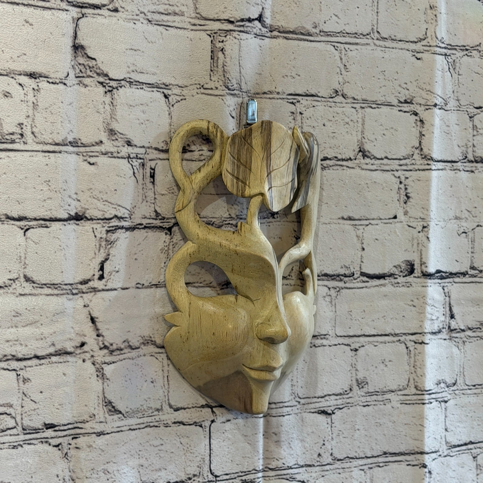 Wooden Soulmate Mask Wall Art Hibiscus Wood Hand Carved Fair Trade Design 21