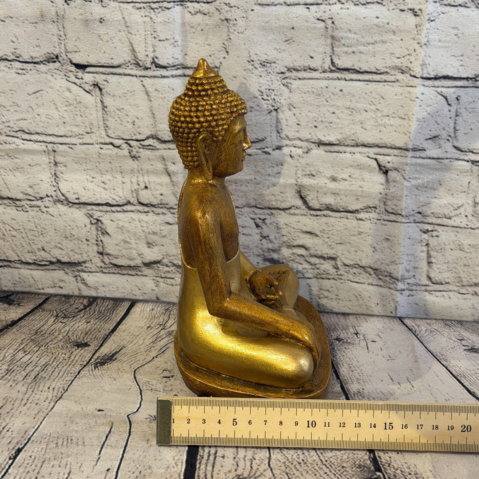 Bronze & Bronze 25cm x 15cm Large Thai Buddha Sitting Statue Resin Hindu7