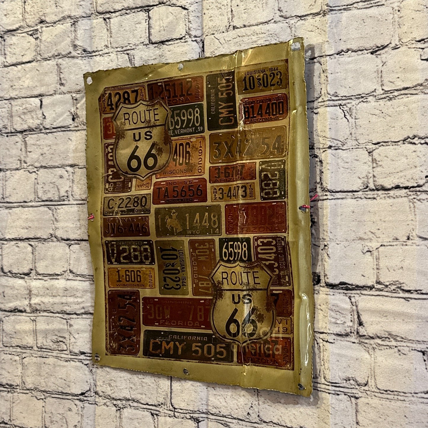 Route 66 Licence Plate Art Advert Wall Plaque 42cm x 36cm Vintage Retro Tin Sign2