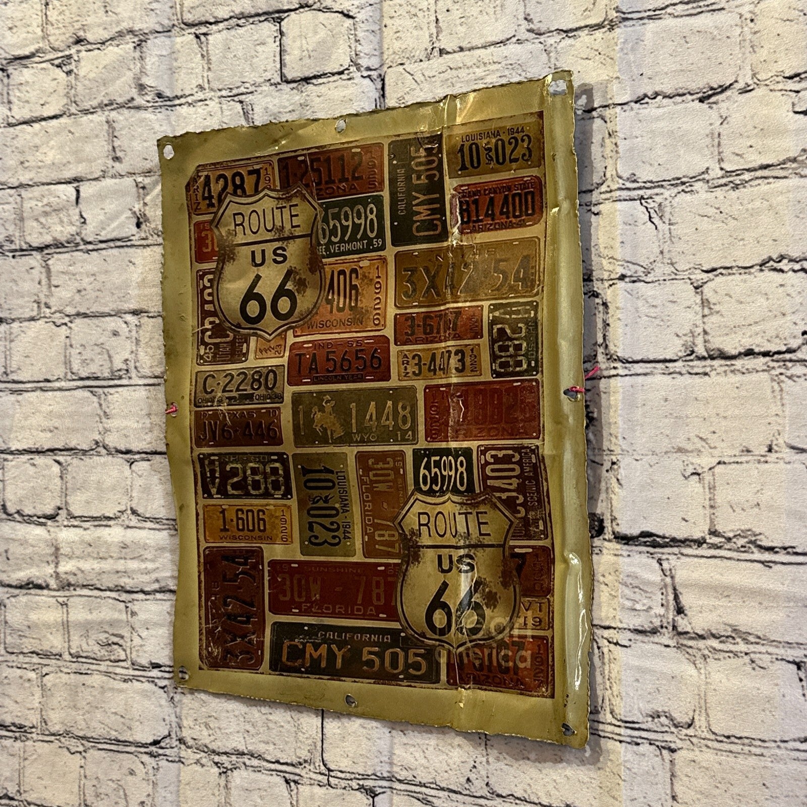 Route 66 Licence Plate Art Advert Wall Plaque 42cm x 36cm Vintage Retro Tin Sign2