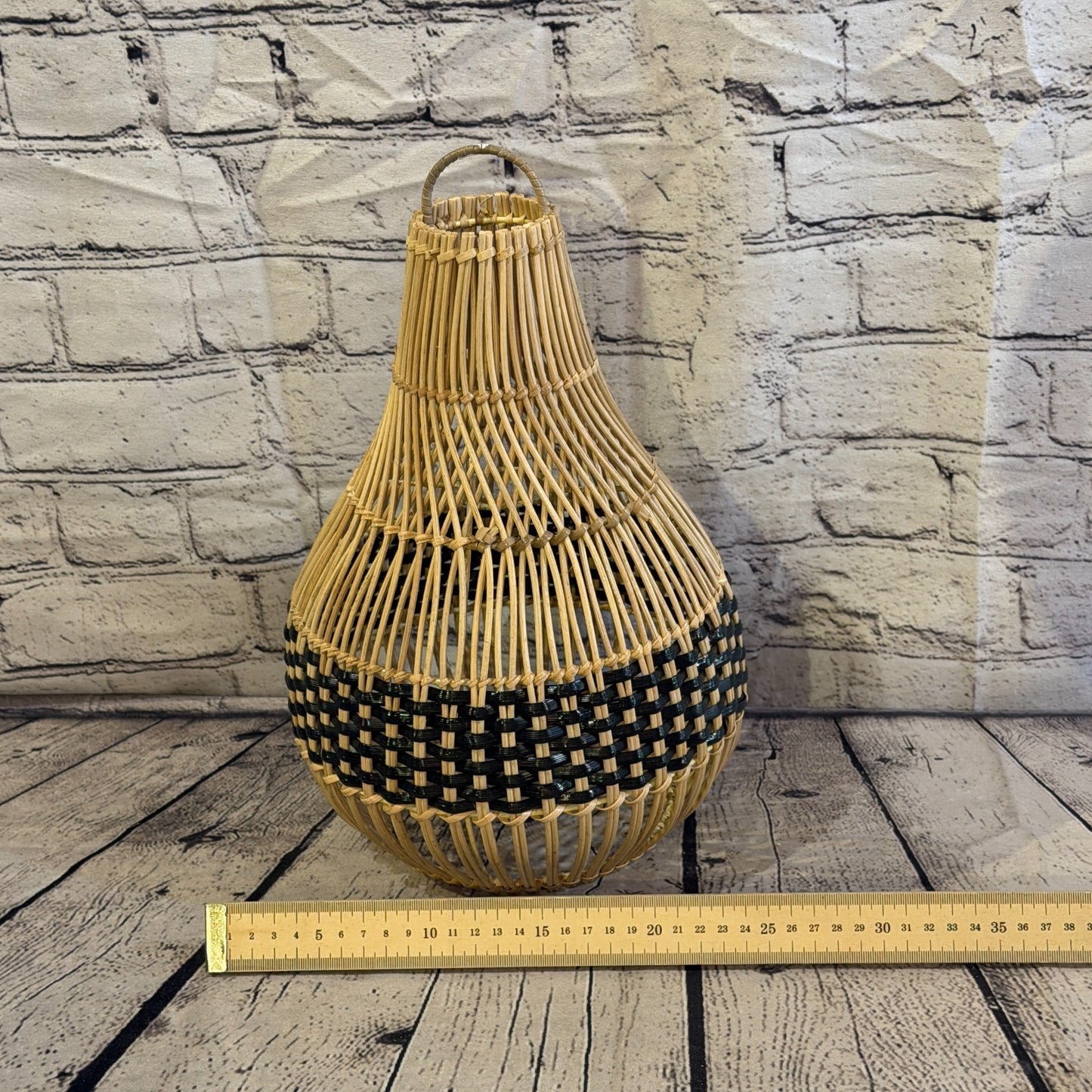 30cm x 22cm Natural Wicker Rattan Ceiling Pendant Light Shade Lampshade LED Bulb4