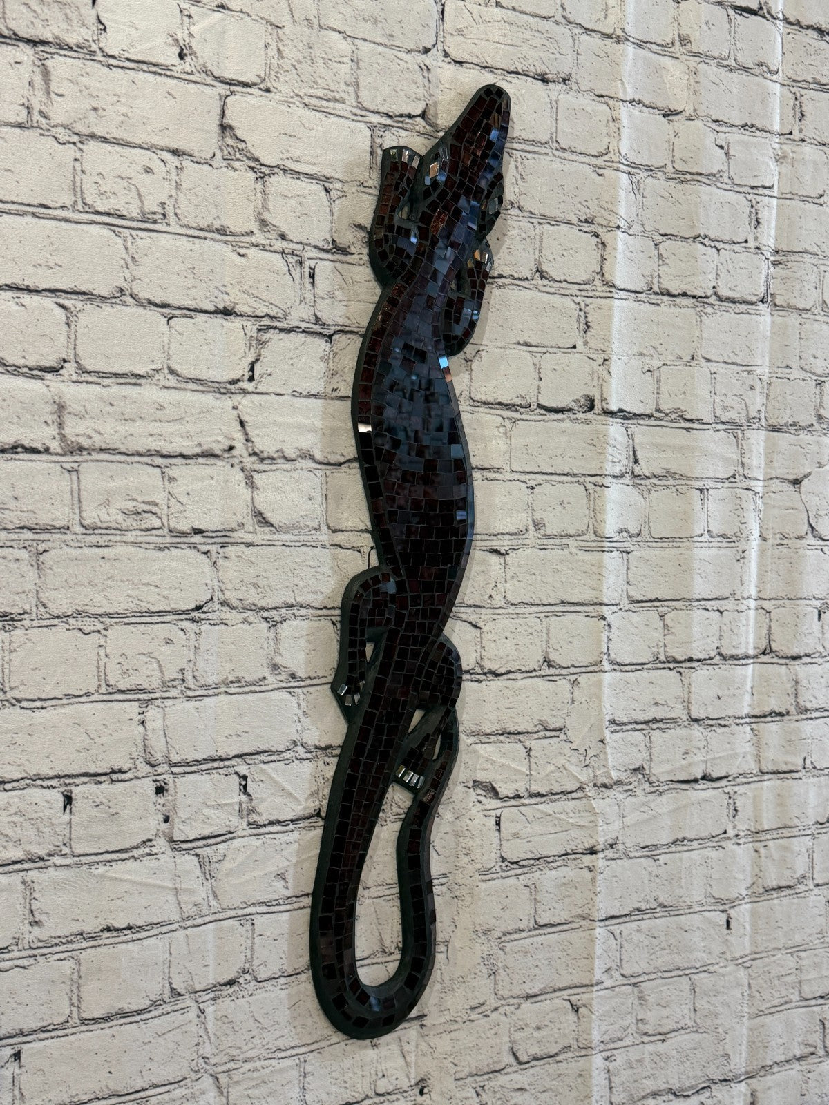 80cm Gecko Purple Mosaic Wall Hanging Wooden Ornaments Wood Carving0