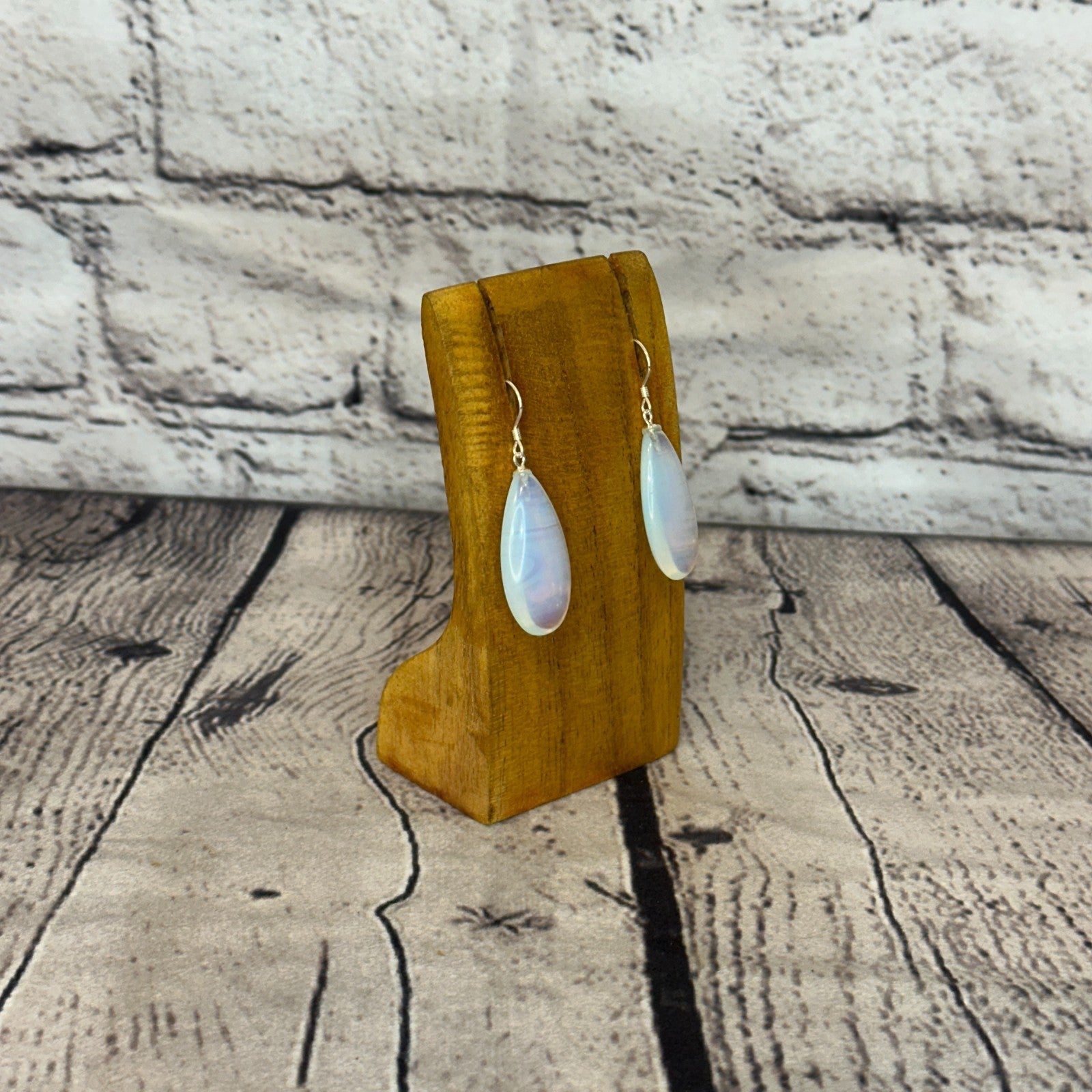 Opalite Teardrop Stone 925 Silver Dangle Drop Earrings Handmade Jewellery2