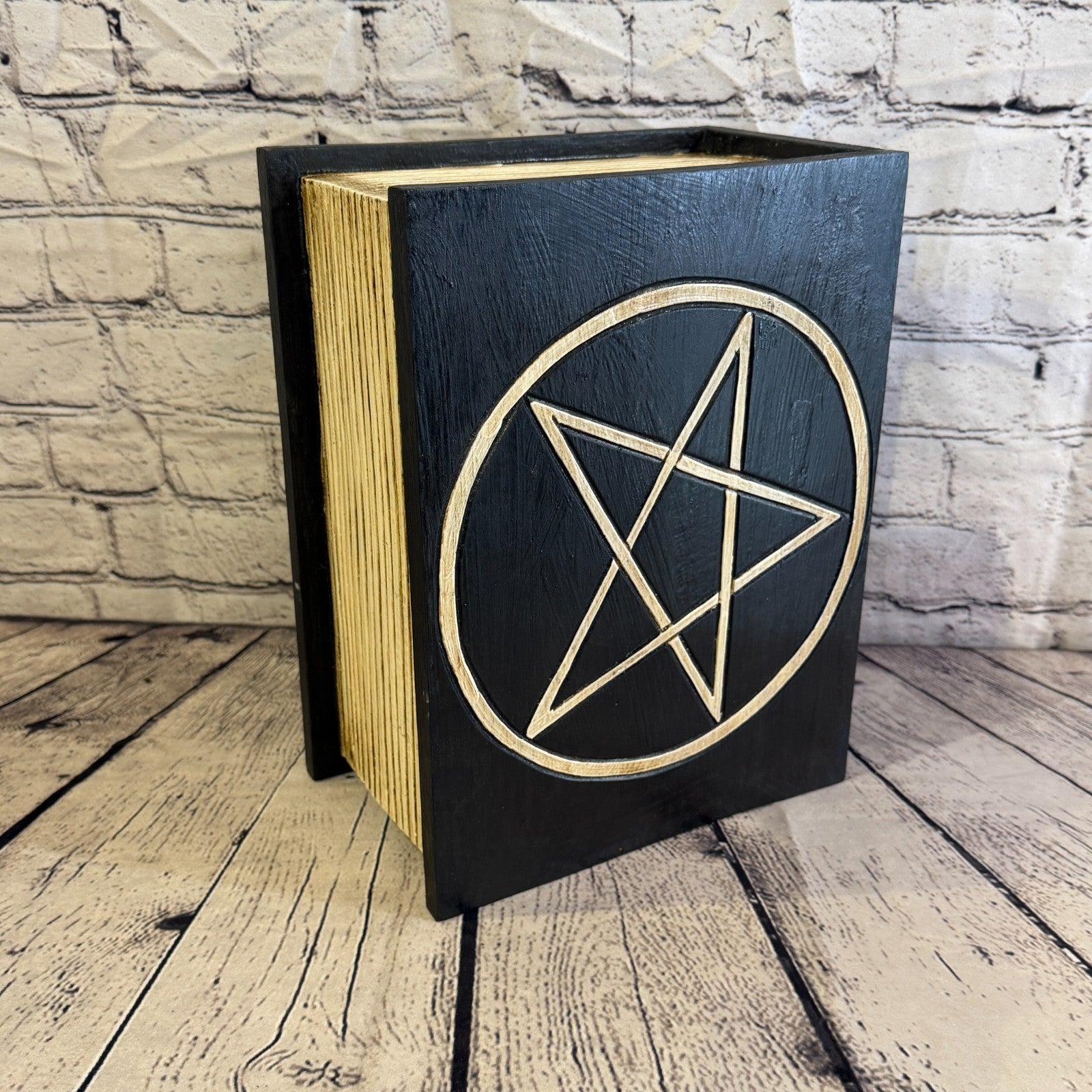 30cm x 24cm x 15cm Book Wood Gothic Pentagram Skull Coffin Jewellery Trinket Box0