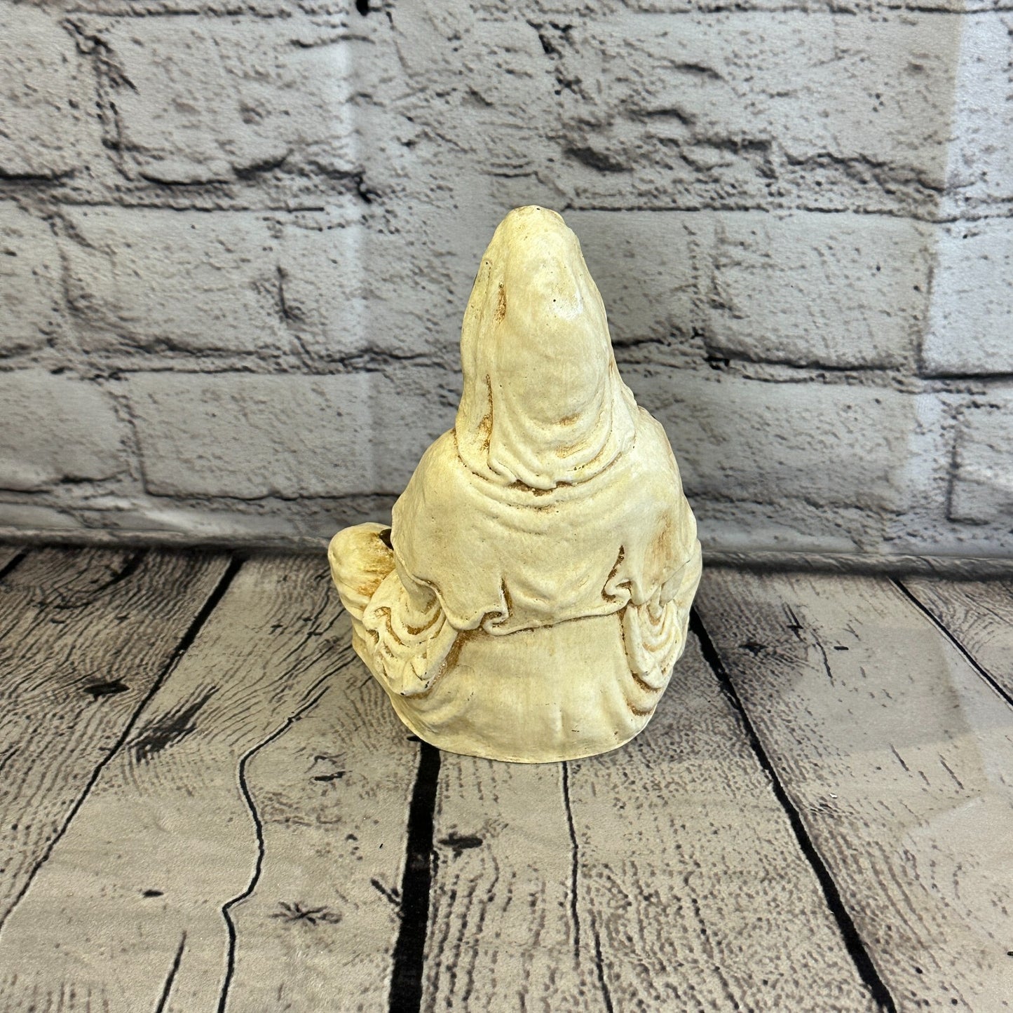 White & Bronze 18cm x 10cm Small Quan Yin Sitting Lotus Statue Resin Hindu God5