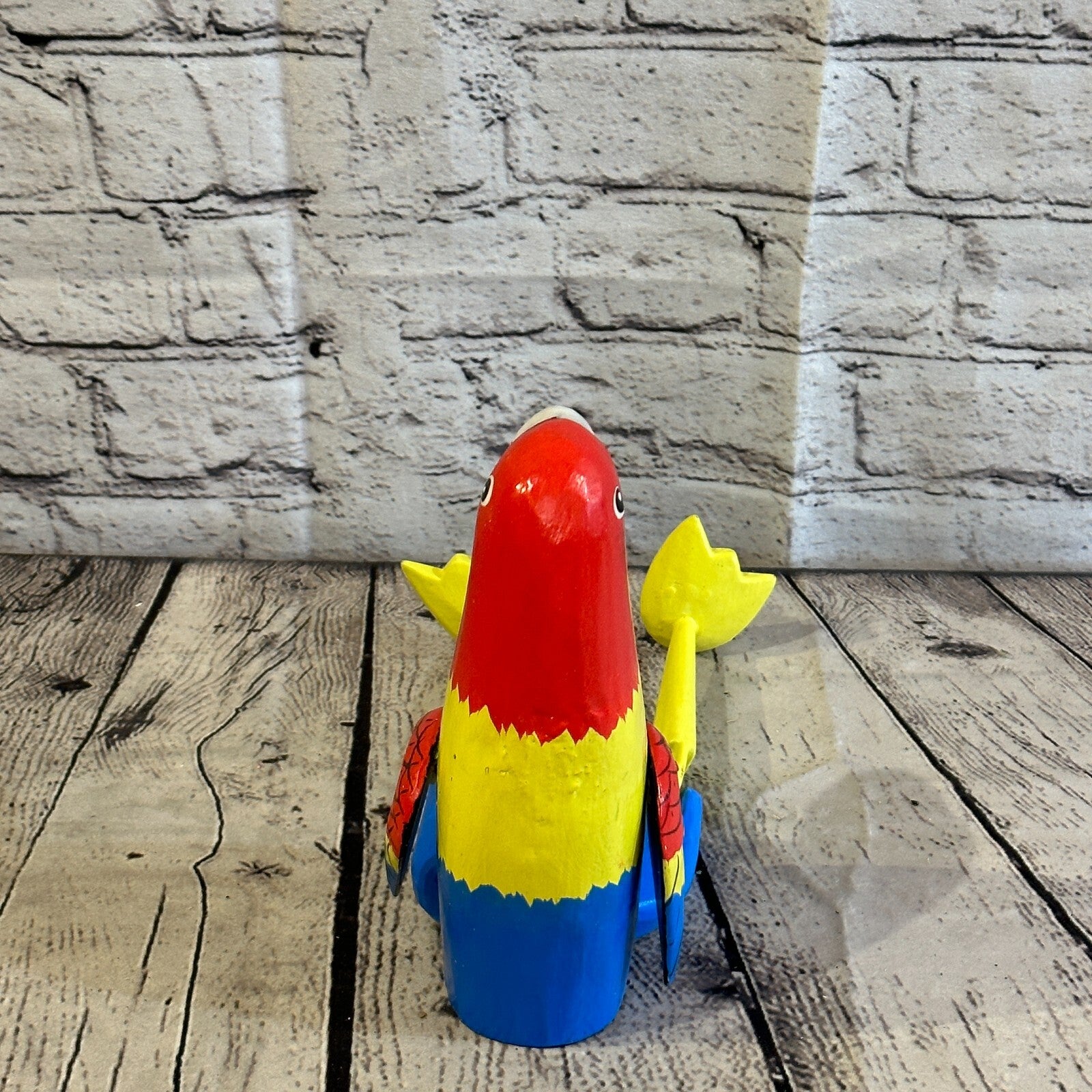 20cm Colourful Parrot Sitting Animal, Wooden Shelf Ornament Handmade Fairtrade5