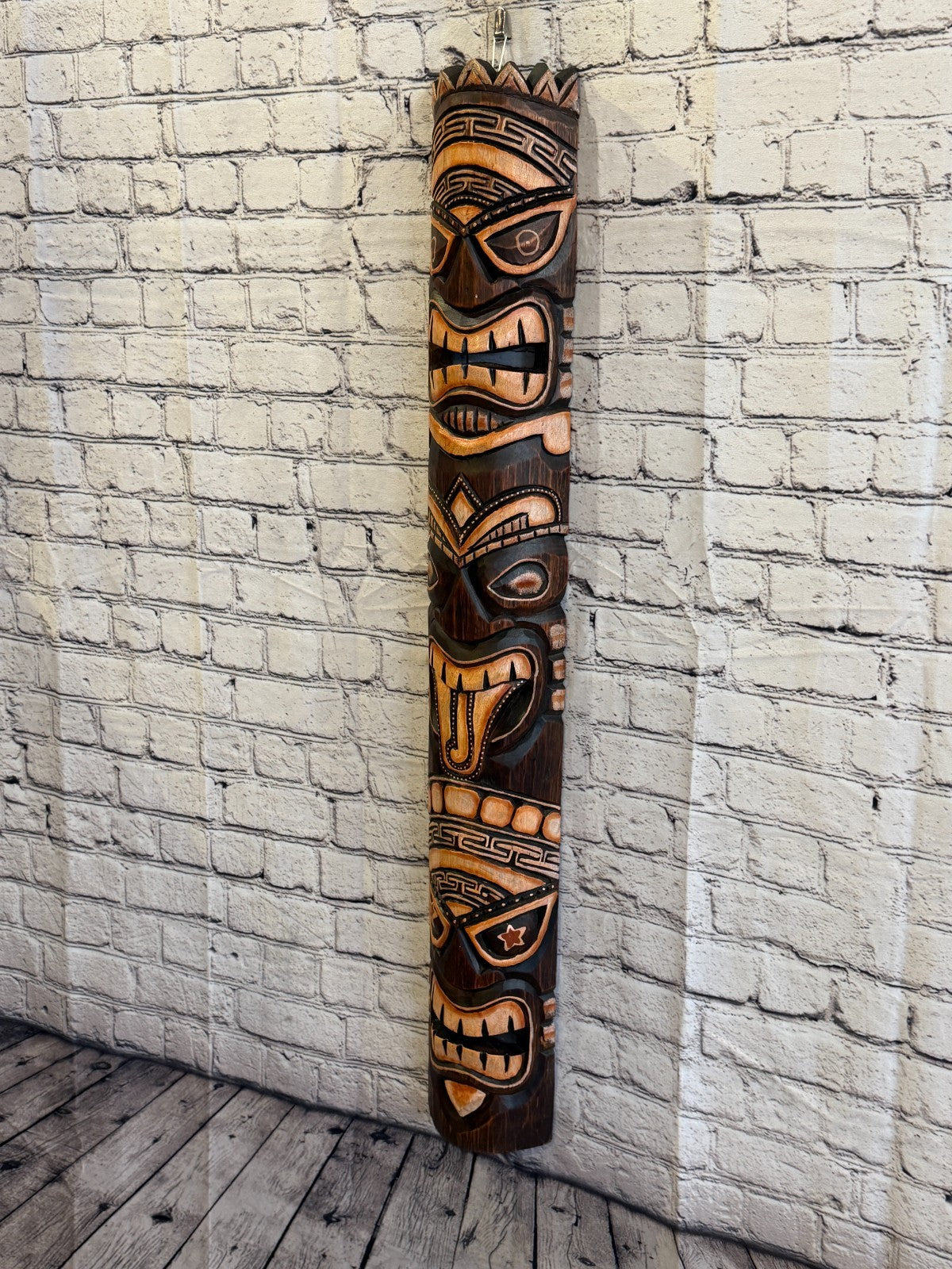100cm Tiki Bar Mask Sign Decoration Wall Hanging Mask Wood Carving Design 21