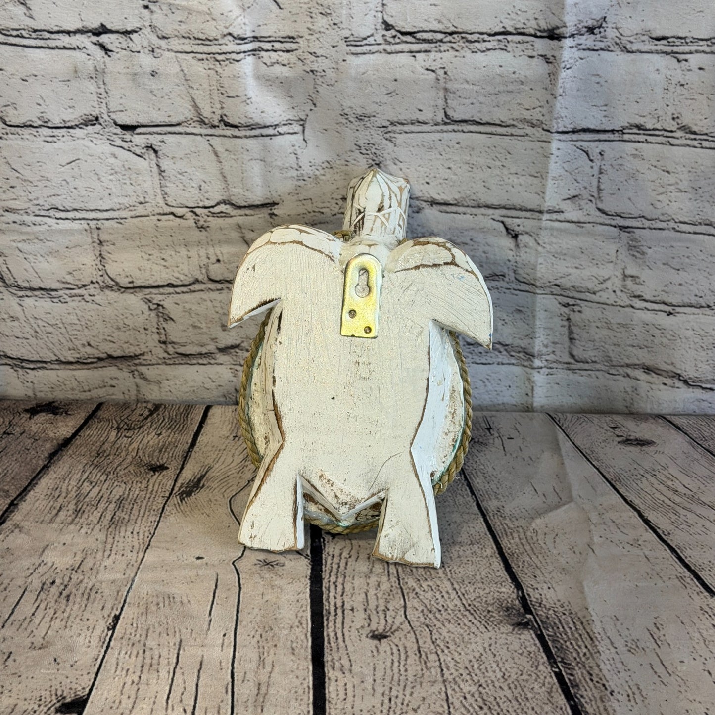White Body Blue Folk Art Painted Turtle Coconut Shell Ornaments Hanging Decor8