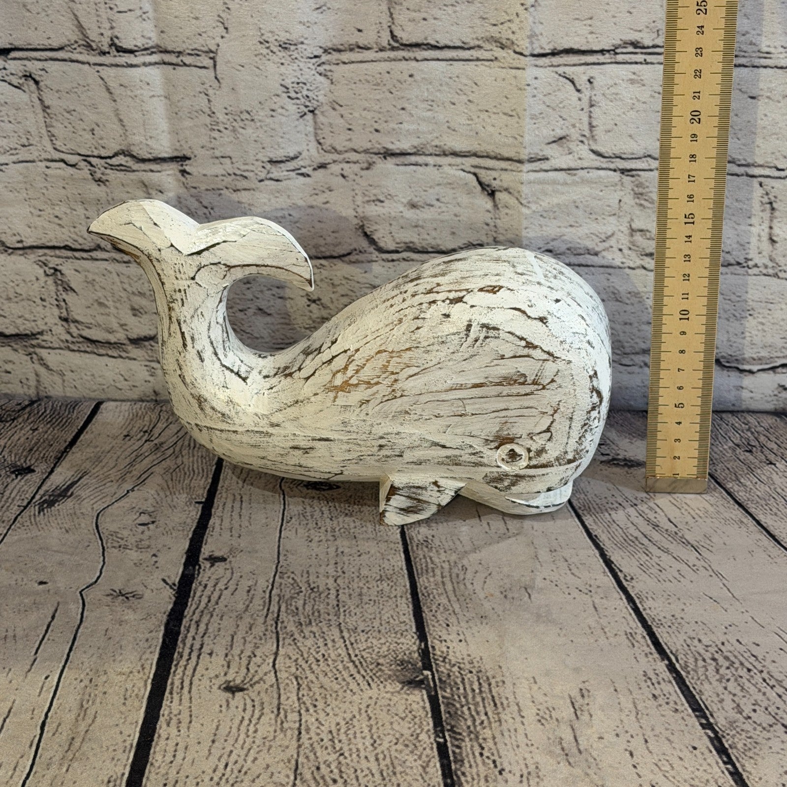 25cm x 12cm Whale White Fish Wood Coastal Ocean Bathroom Decoration5