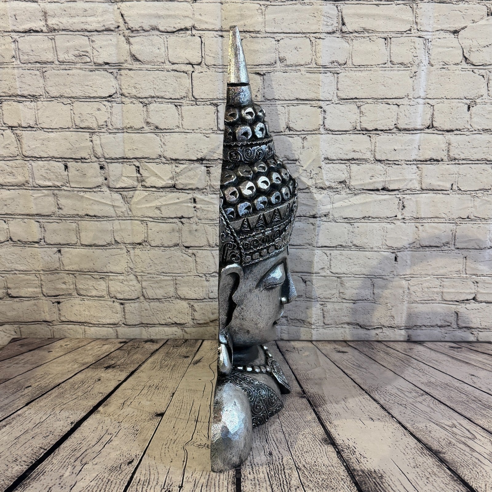 60cm Silver Head Shoulder Buddha Ornament Sculpture Statue Buddhas Handcarved3
