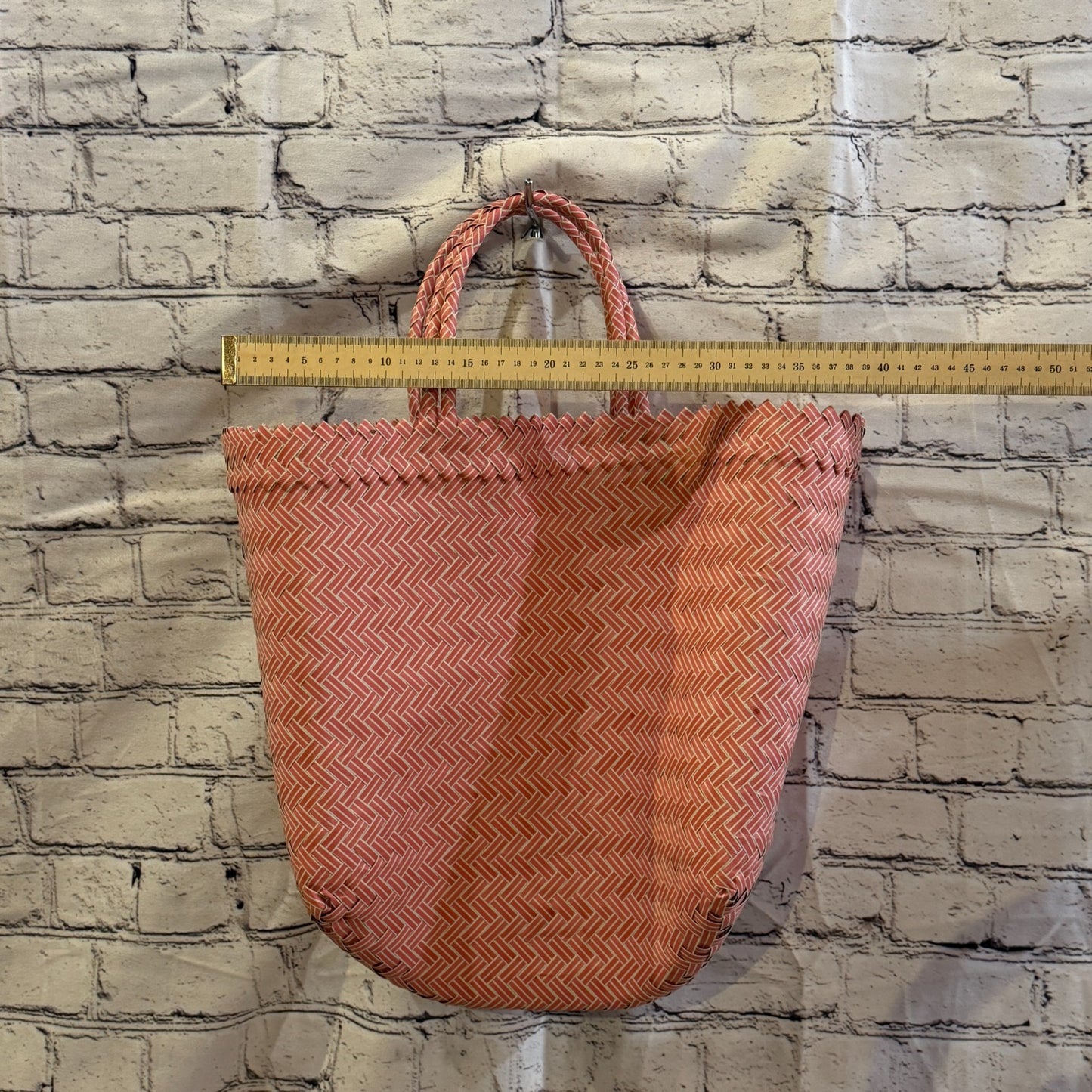 Pink 40cm Handwoven Tote Bag Recycled Plastic Eco-Friendly Market Beach3