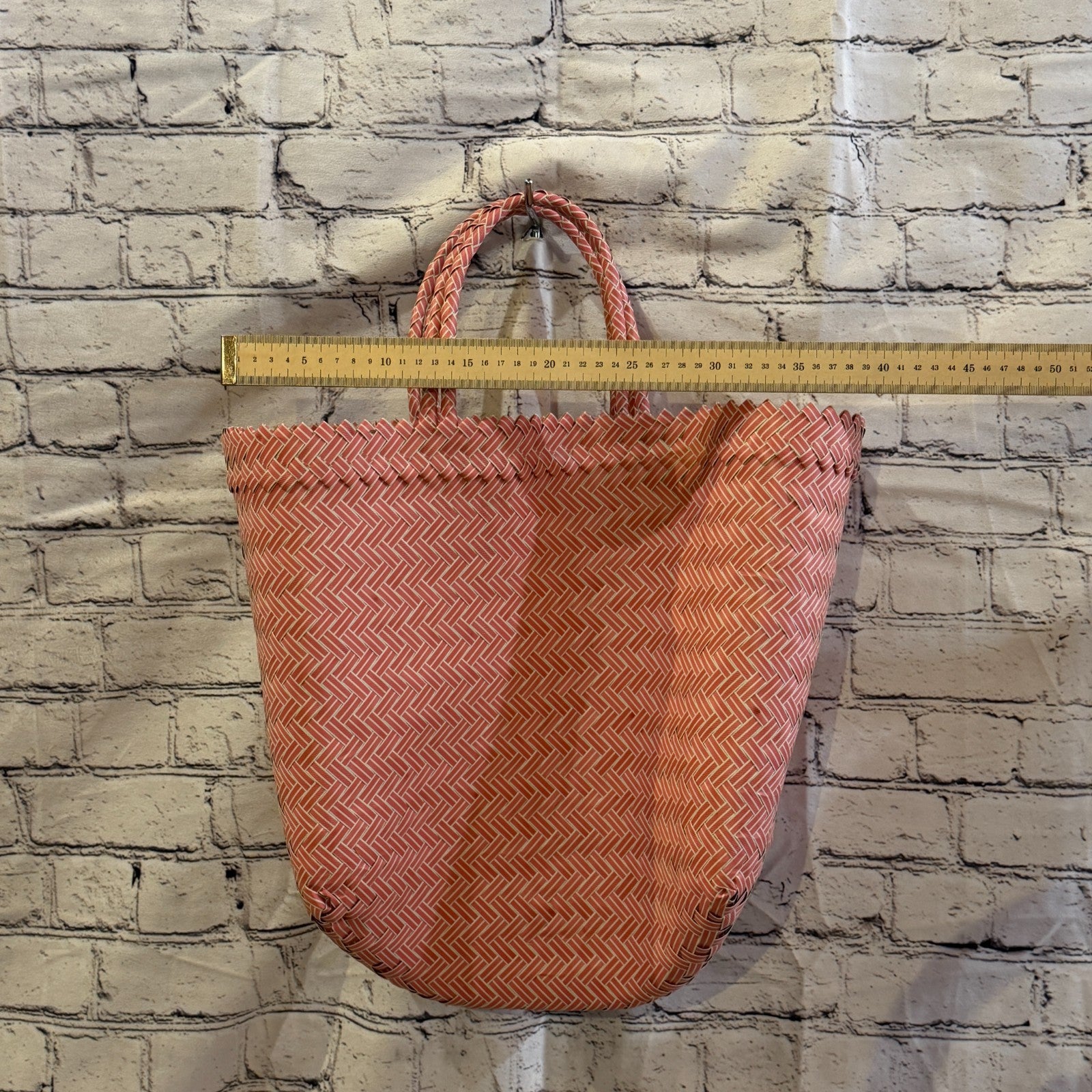 Pink 40cm Handwoven Tote Bag Recycled Plastic Eco-Friendly Market Beach3