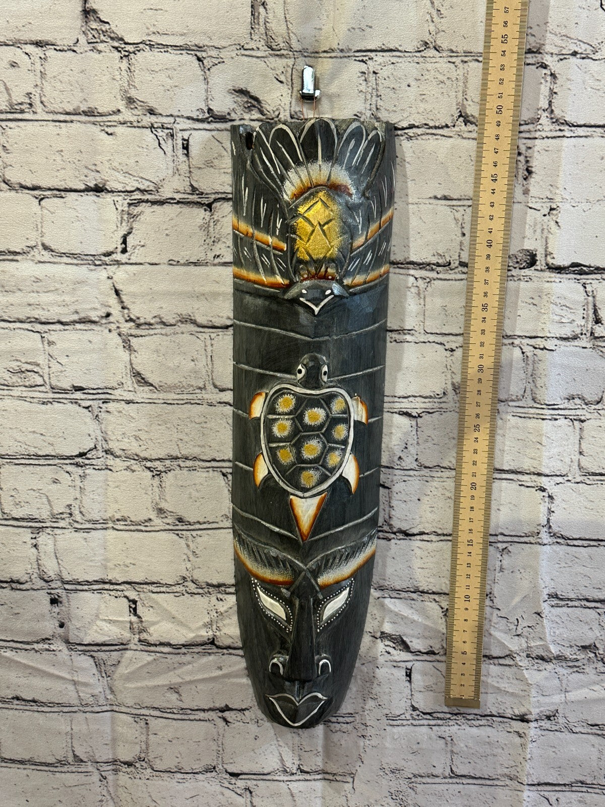 50cm Dark Grey Turtle Hand Carved Fair Trade Wooden Animal Wall Art Hang Mask3