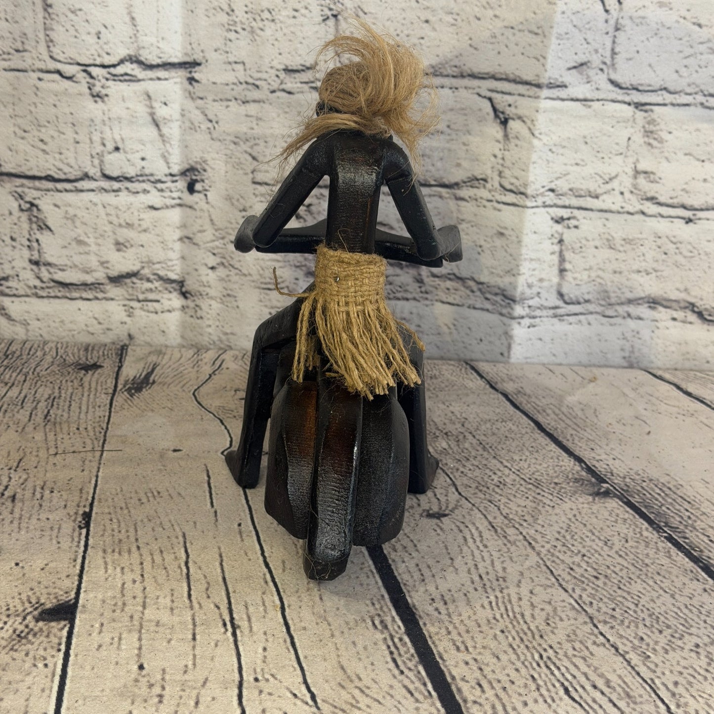 20cm Moped Rider African Tribal Warrior Man Figure Statue Wood Hand Carved5