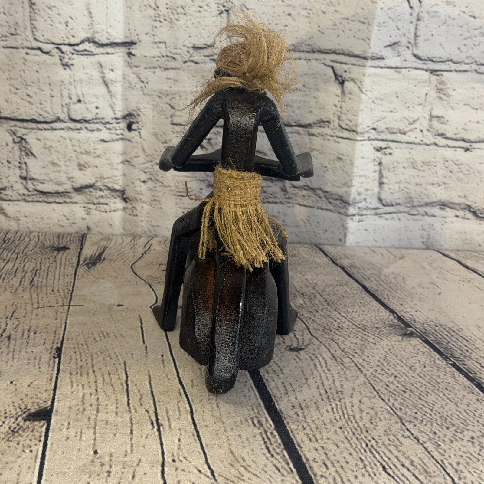 20cm Moped Rider African Tribal Warrior Man Figure Statue Wood Hand Carved5