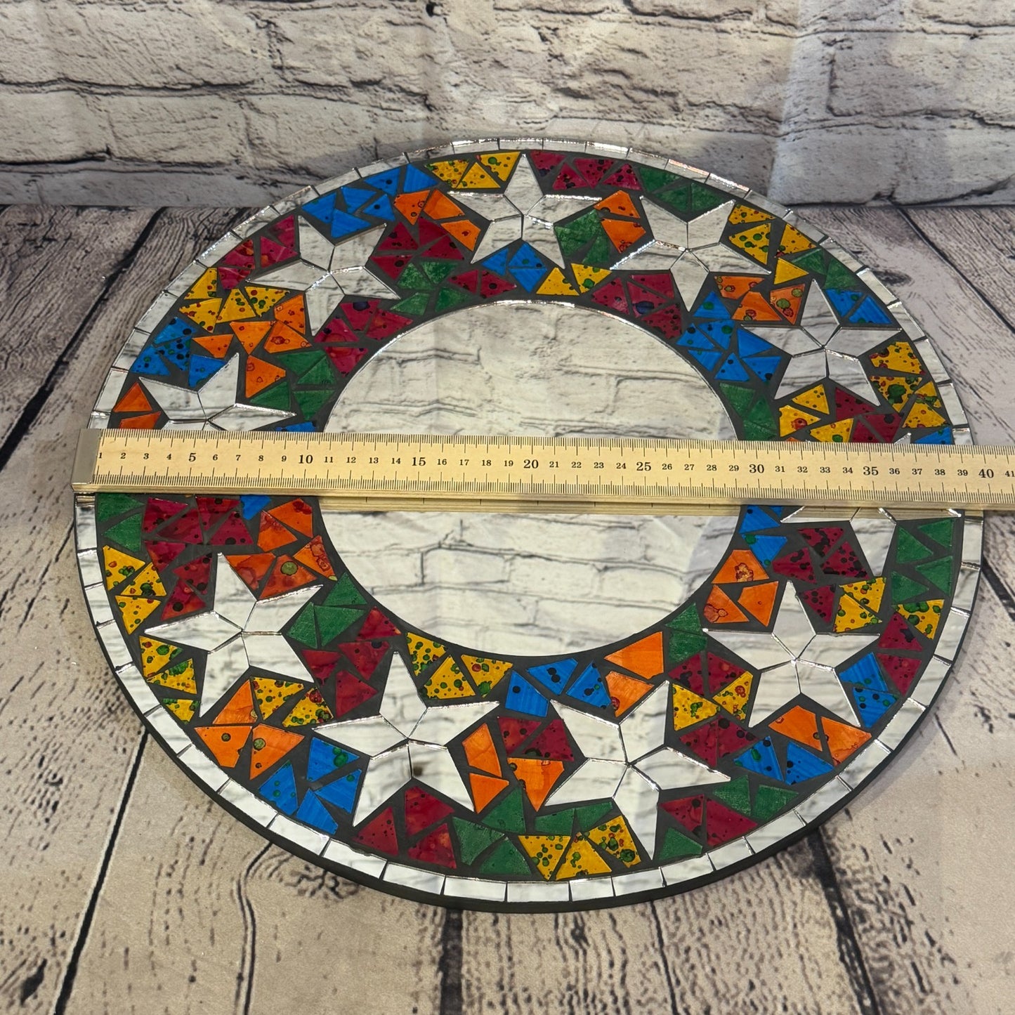 Rainbow Star Black Mosaic Tile Wall Mirror 40cm x 40cm 16 Inches Handmade3