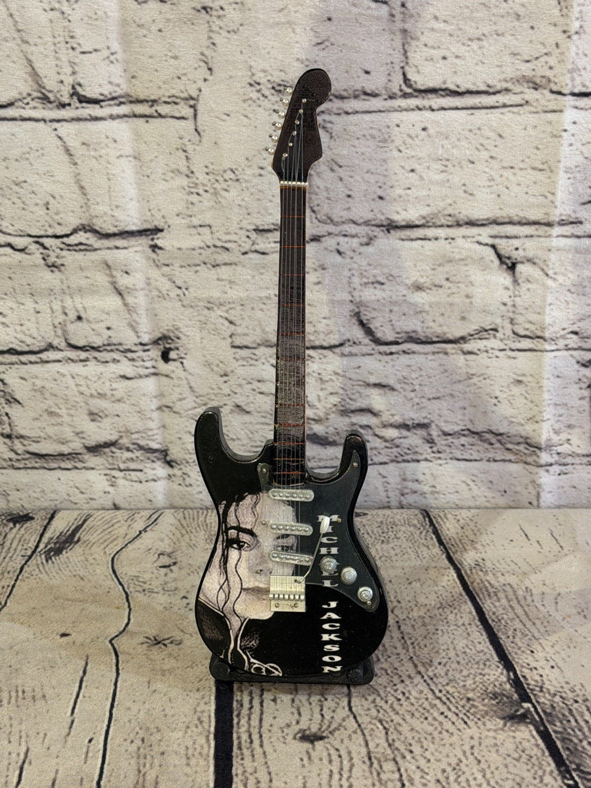 Miniature 25cm Guitar Michael Jackson Guitar on Stand Band Gift Display1