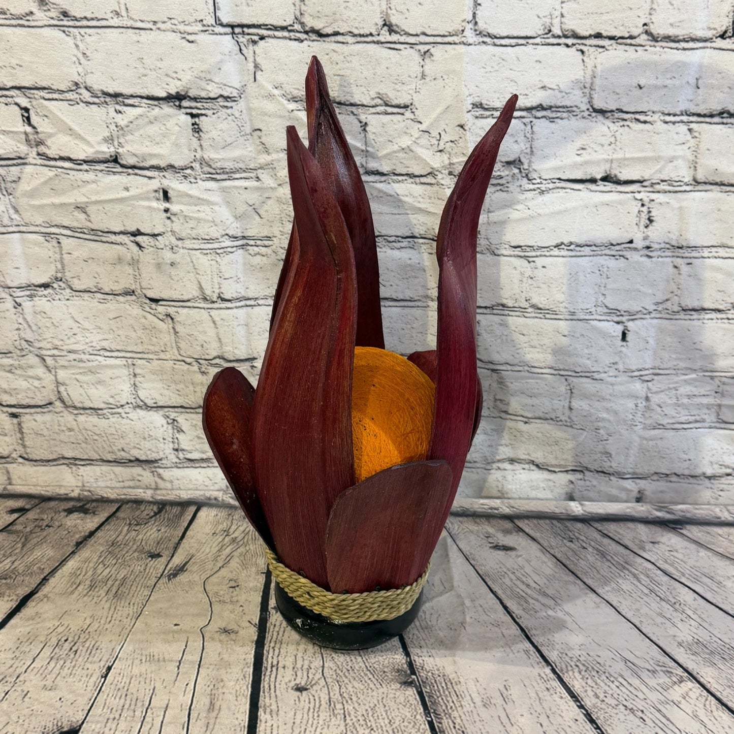 Orange Light Red Natural 45cm Tall Leaf Lamp Twist LED UK Mains Plug Design 20