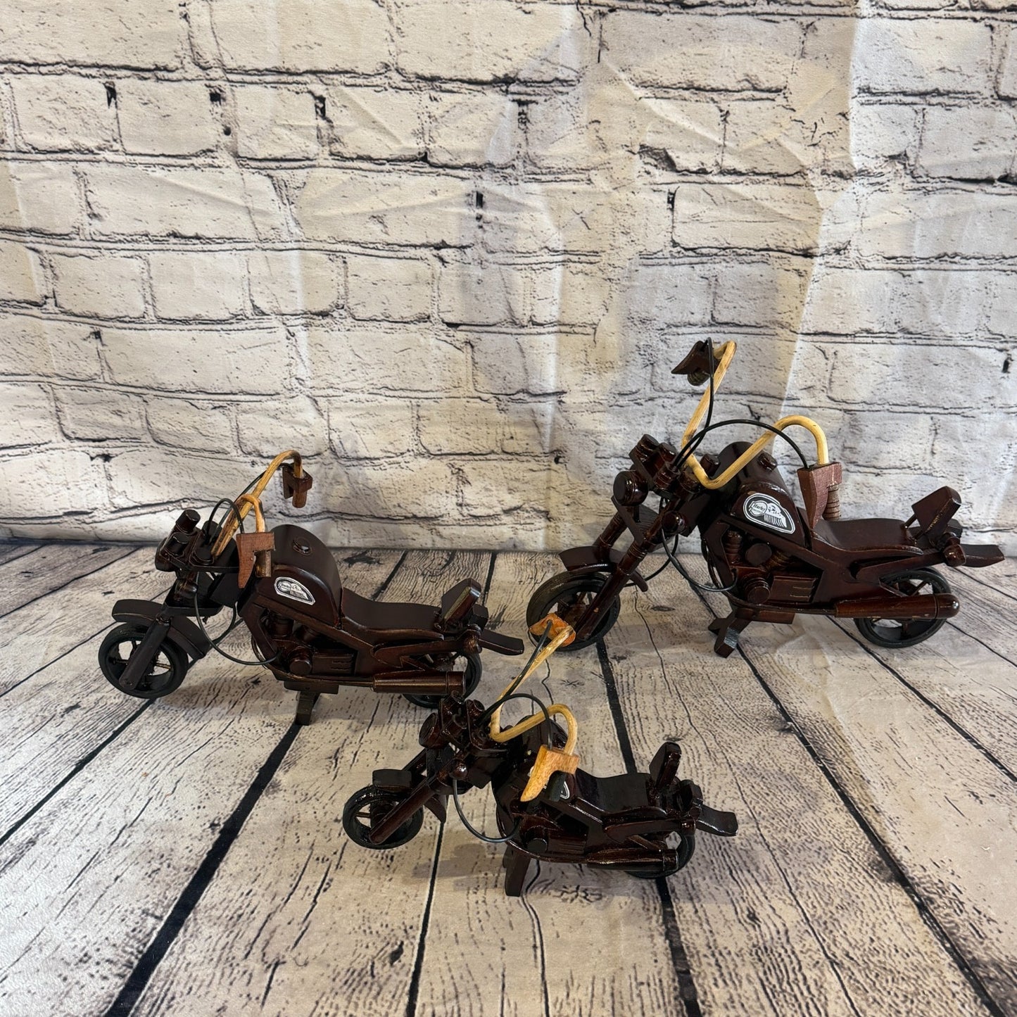 35cm Large Dark Wood Motorbike Motorcycle Model Wooden Ornament Decorative Bike7