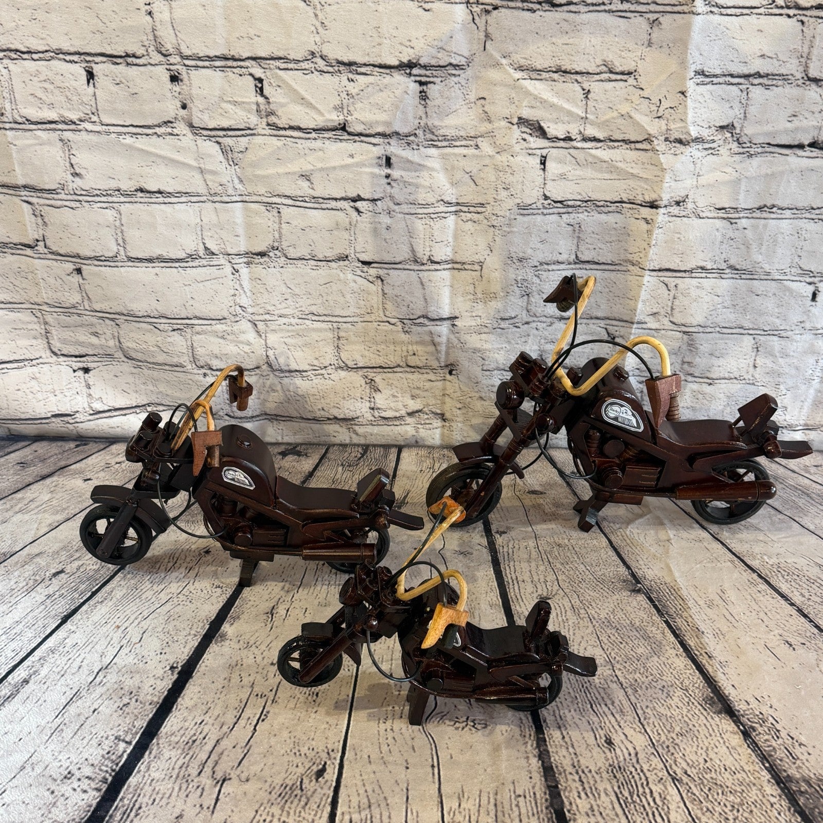 35cm Large Dark Wood Motorbike Motorcycle Model Wooden Ornament Decorative Bike7