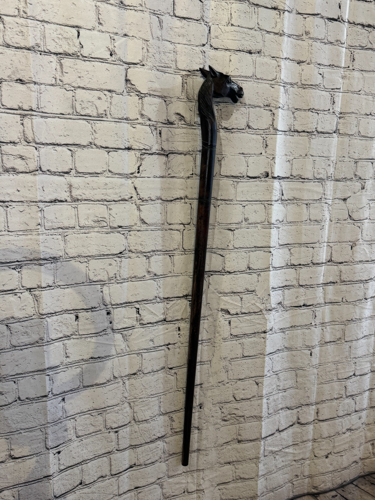 Horse Head 90cm Tribal African Walking Stick Cane Hand Carved Dark Wood1