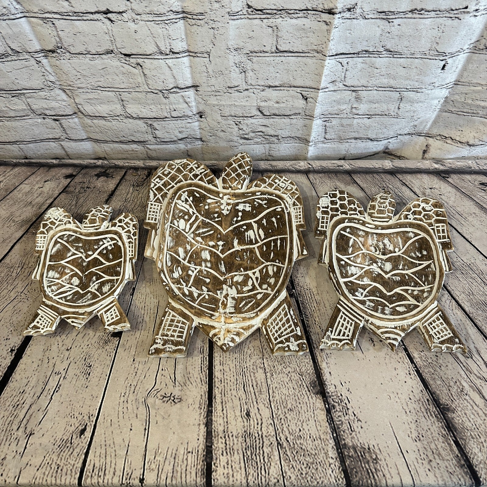 25cm Brown Sea Turtle Bowl Trinket Dish Decoration Designer Mask Wooden Handmade7