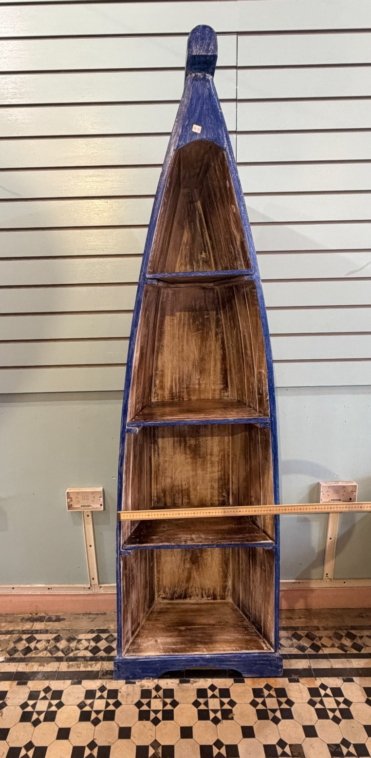 180cm x 55cm x 30cm Blue Boat Shelf Wooden Cabinet Living Hall Storage Furniture6