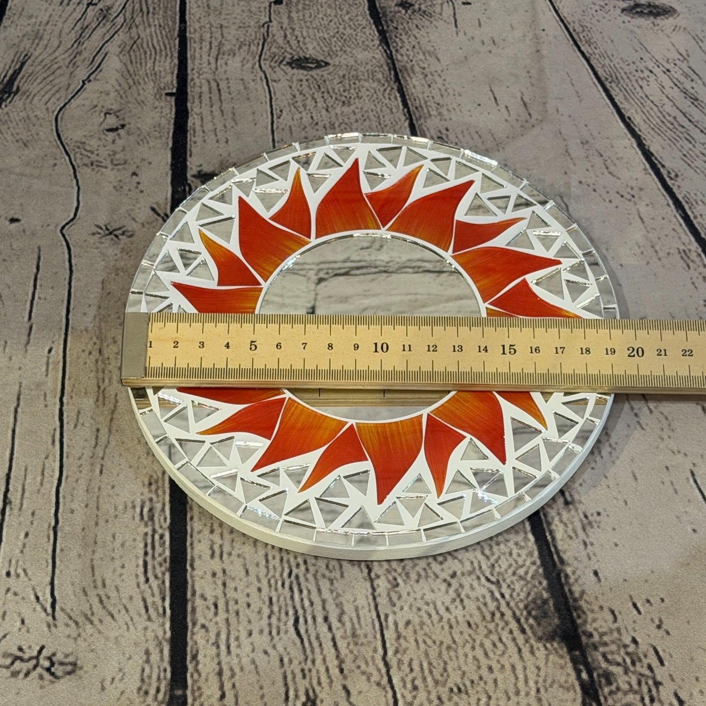 Red Sun Flame Mosaic Tile Wall Mirror 20cm x 20cm 8 Inches Handmade3