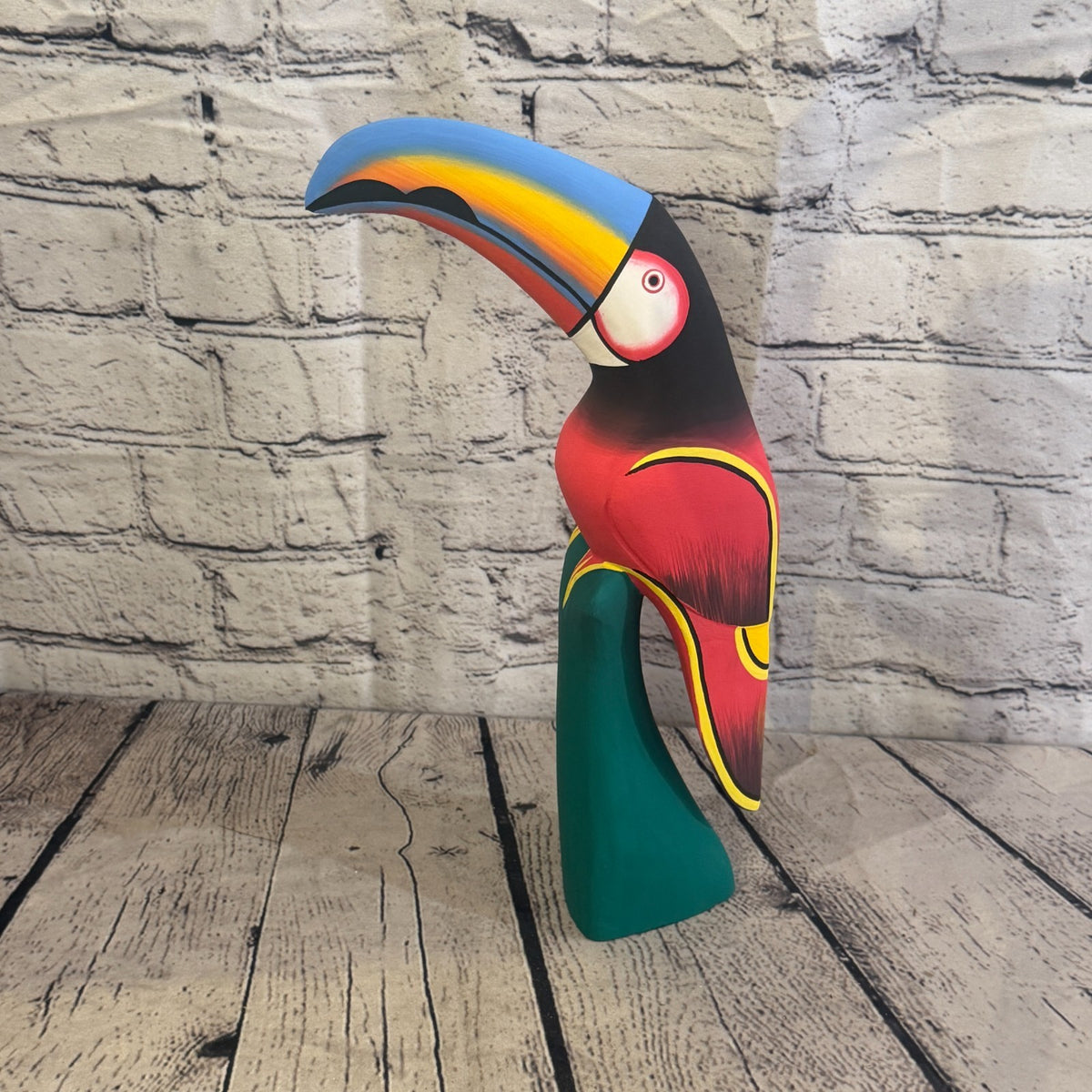 30cm Dark Red Toucan Bird Ornament Statue Fair Trade Hand Made Carved Wood3