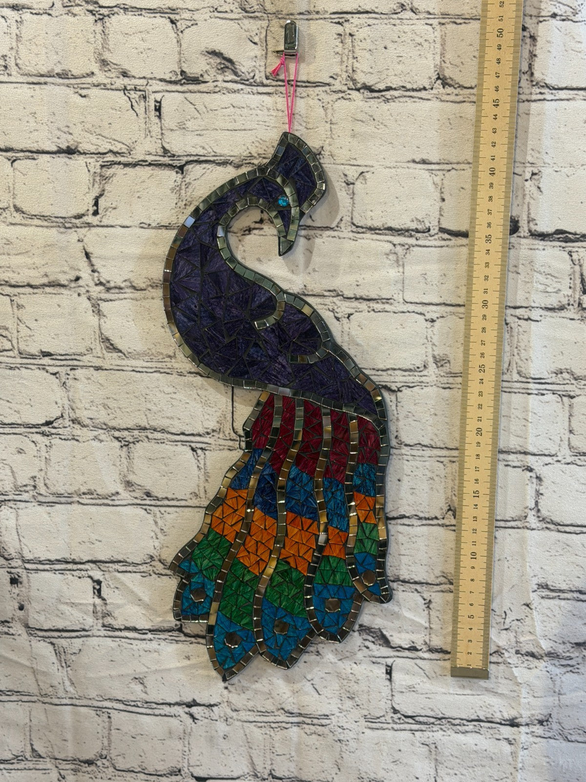 Rainbow Purple Peacock Mosaic Tile Wall Mirror 45cm x 20cm Handmade New4