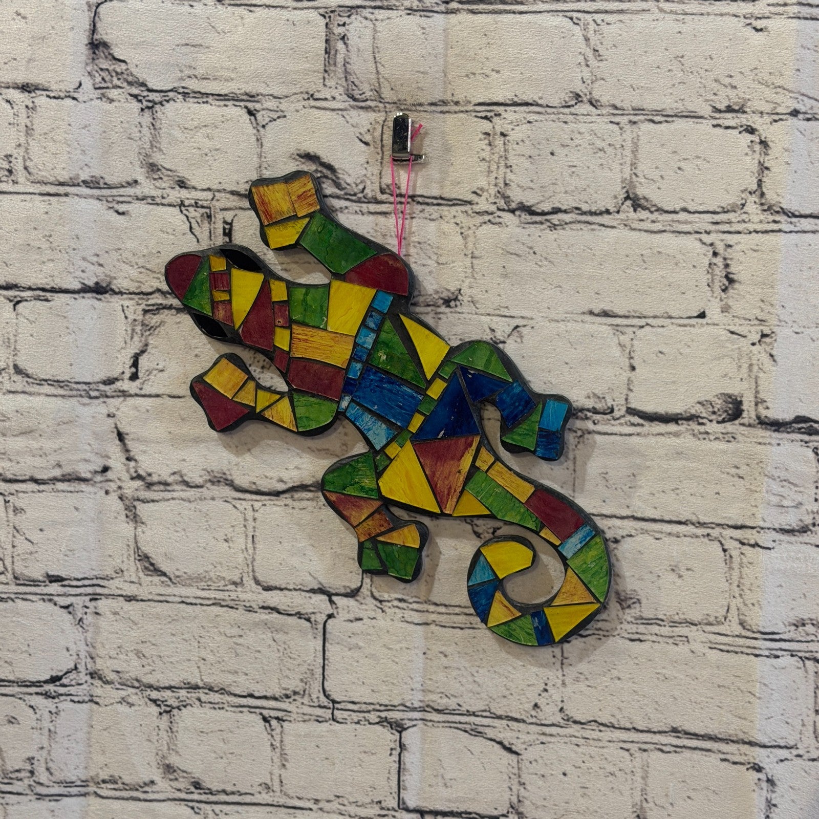 Rainbow Gecko Lizard Mosaic Tile Wall Hanging Mirror 30cm x 15cm Handmade New0