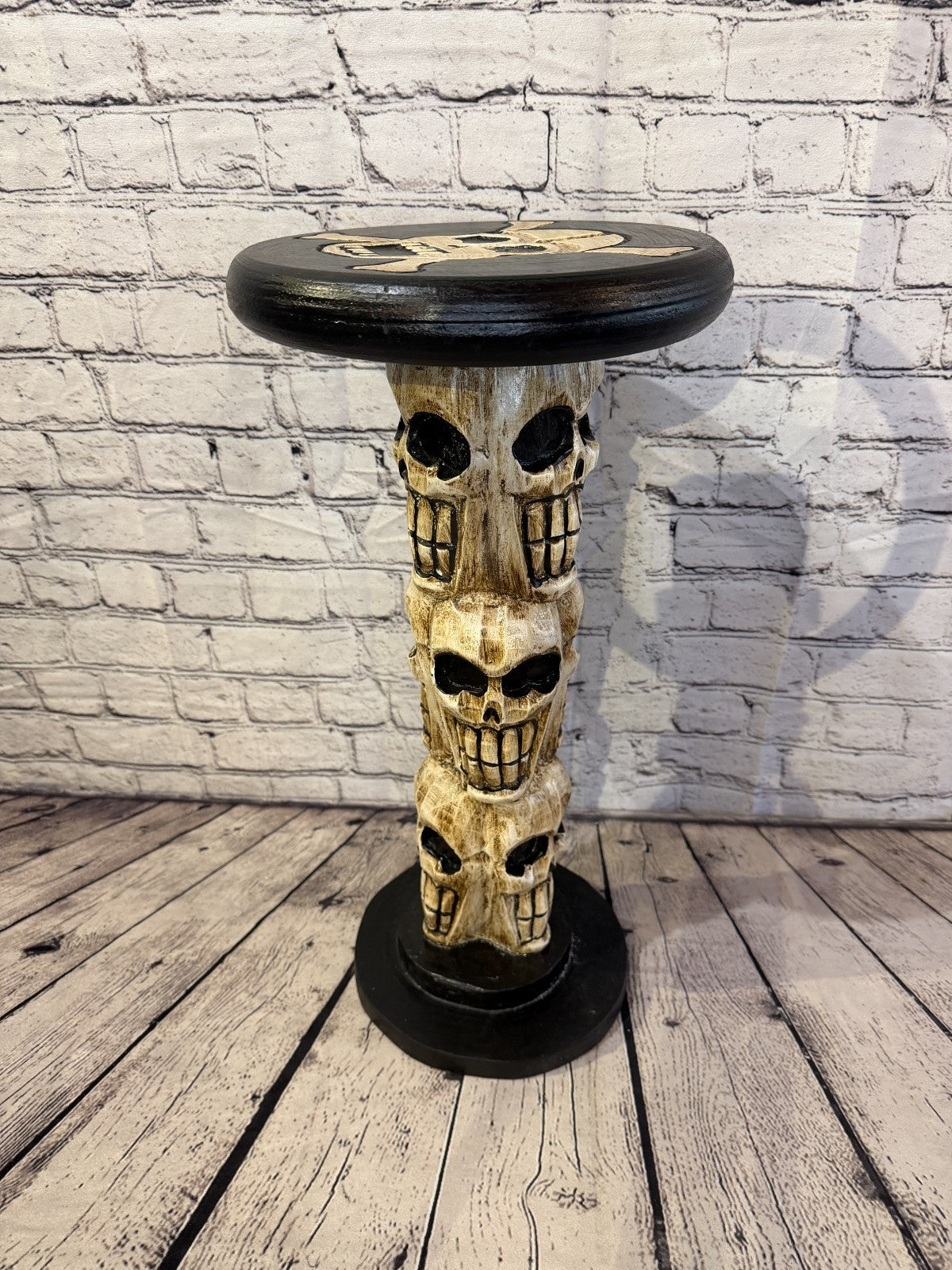 55cm x 25cm Sitting Skull Round Wooden Coffee Table Bar Restaurant Garden Pub1