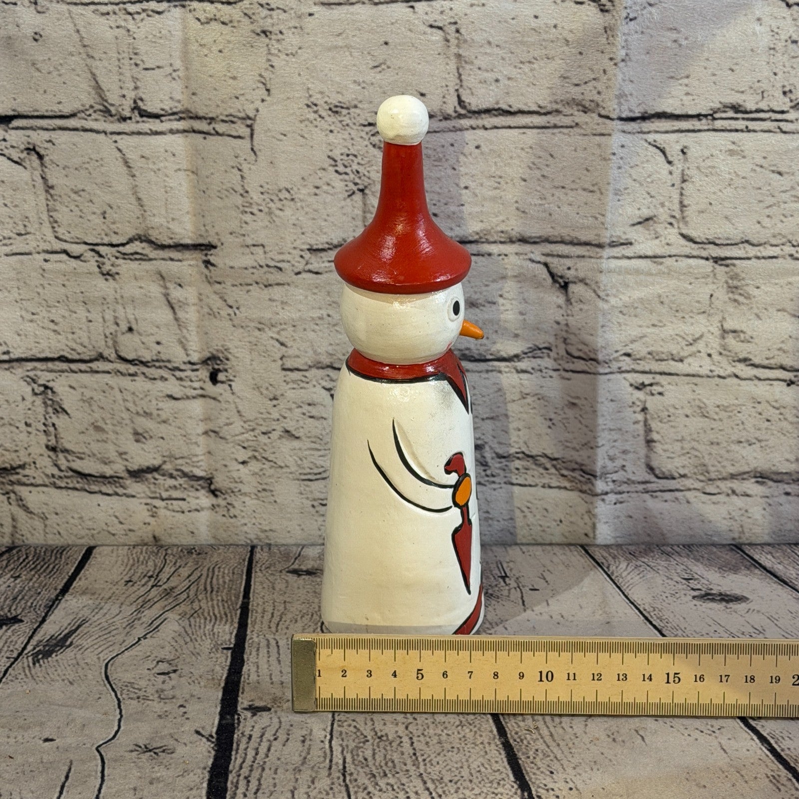 25cm x 8cm Red Pointy Hat Snowman Handcrafted Wood Xmas Christmas Ornament7