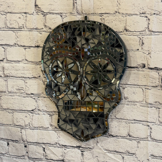 Black Grey Skull Mosaic Tile Wall Mirror 40cm x 28cm 16 Inches Handmade New0