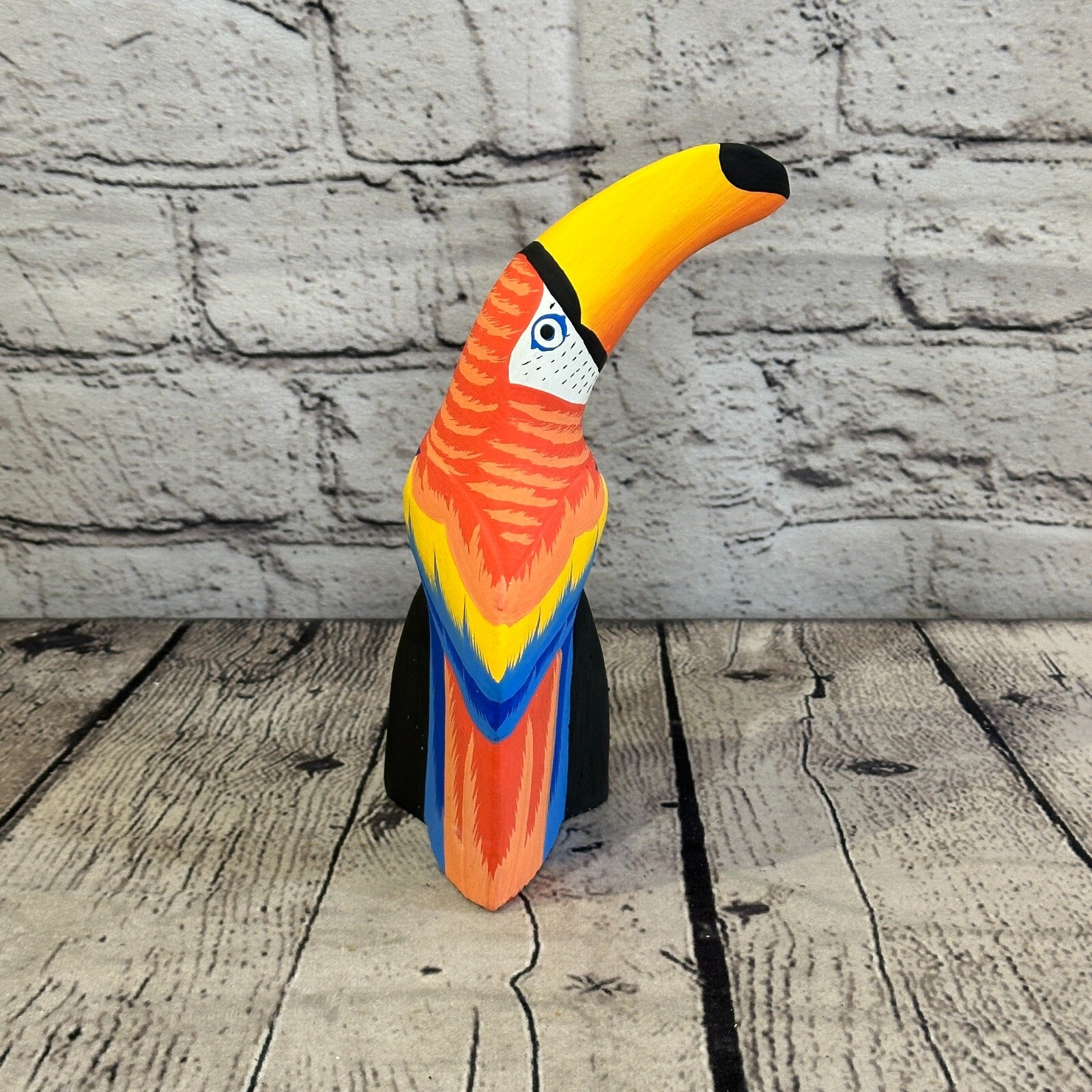 15cm Red Toucan Bird Ornament Statue Fair Trade Hand Made Carved Wood3