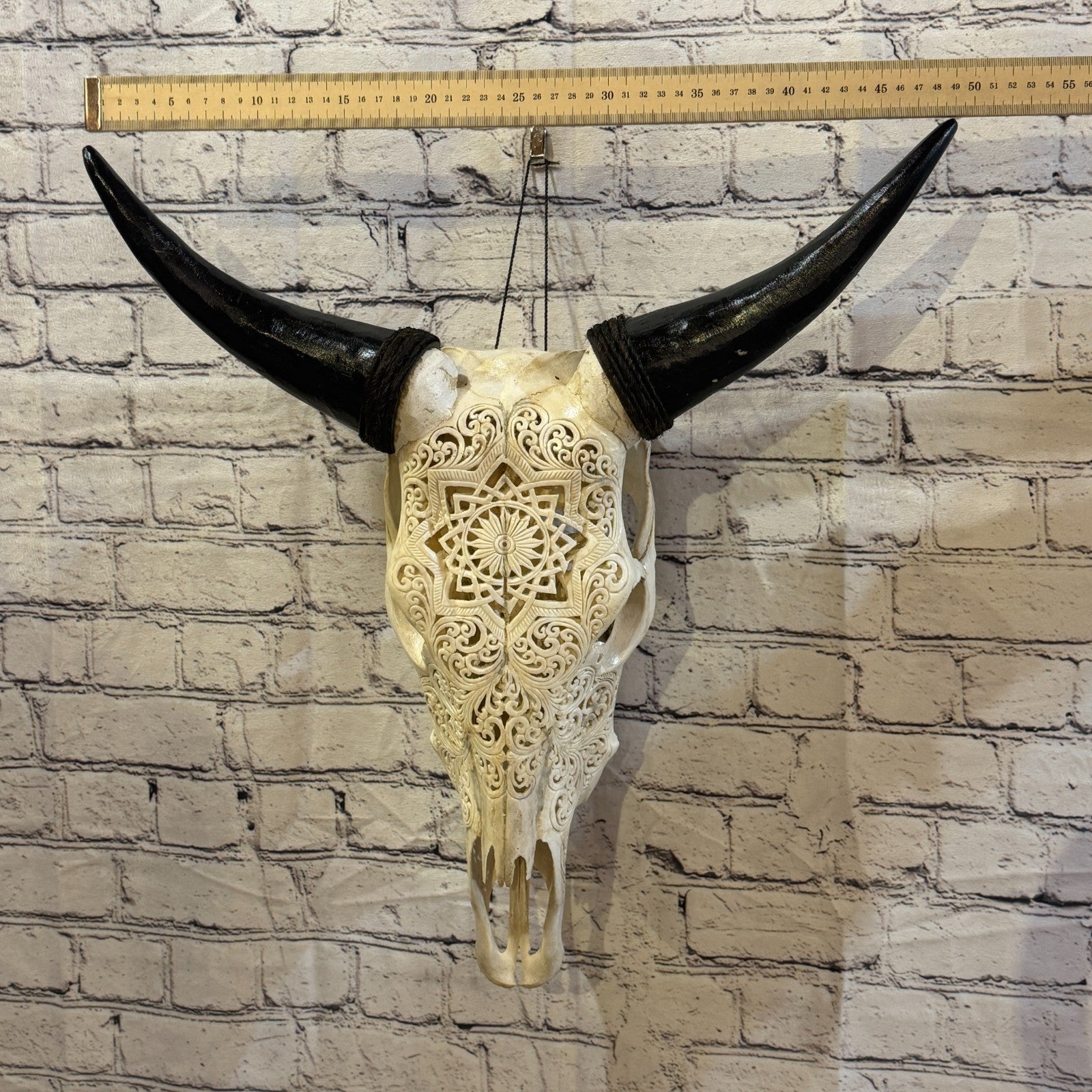 50cm Carved Buffalo Ram Wild Replica Skulls Wall Hanging Carved Design 34