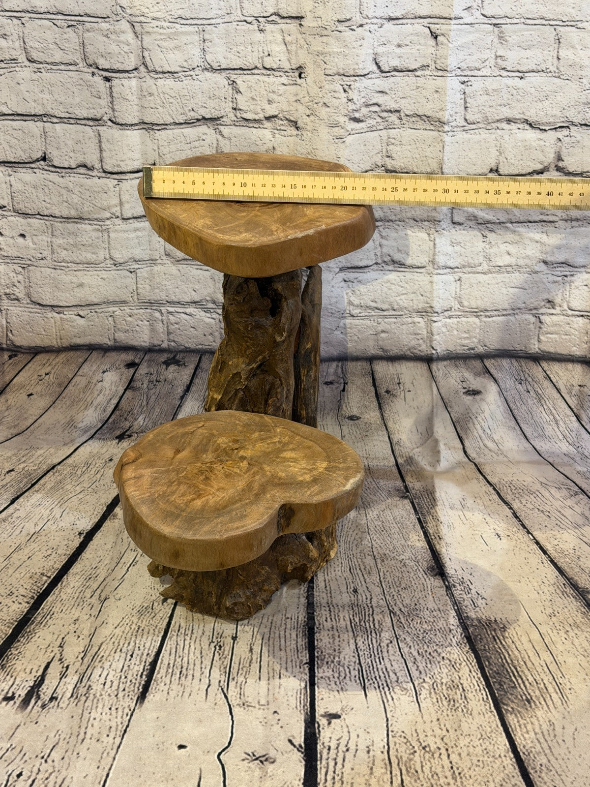 40cm x 40cm Double Wooden Coffee Root Sculpture Garden Teak Root Ornament Carved7